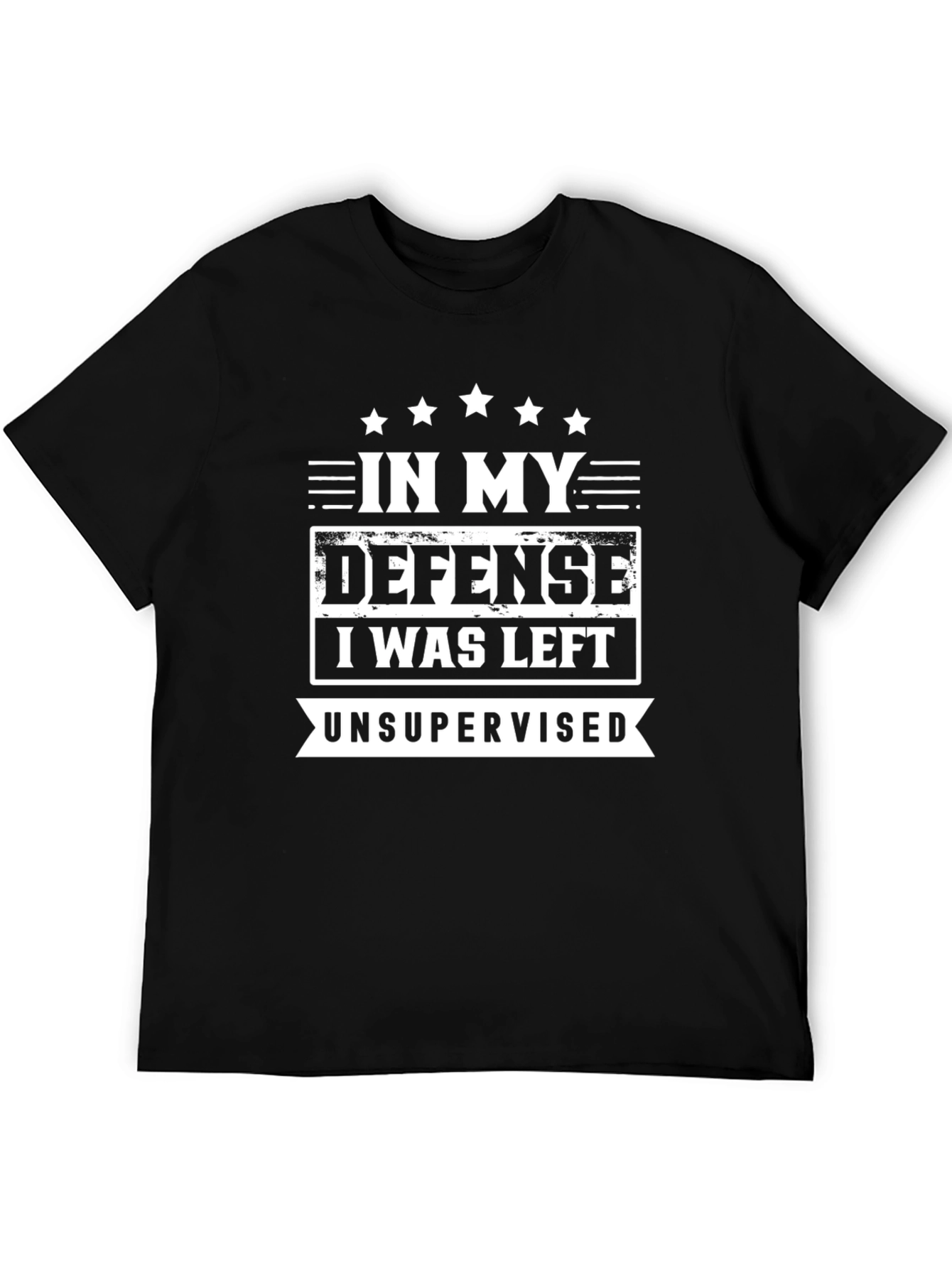 Black Funny In My Defense T-Shirt Unsupervised Graphic Tee view 5