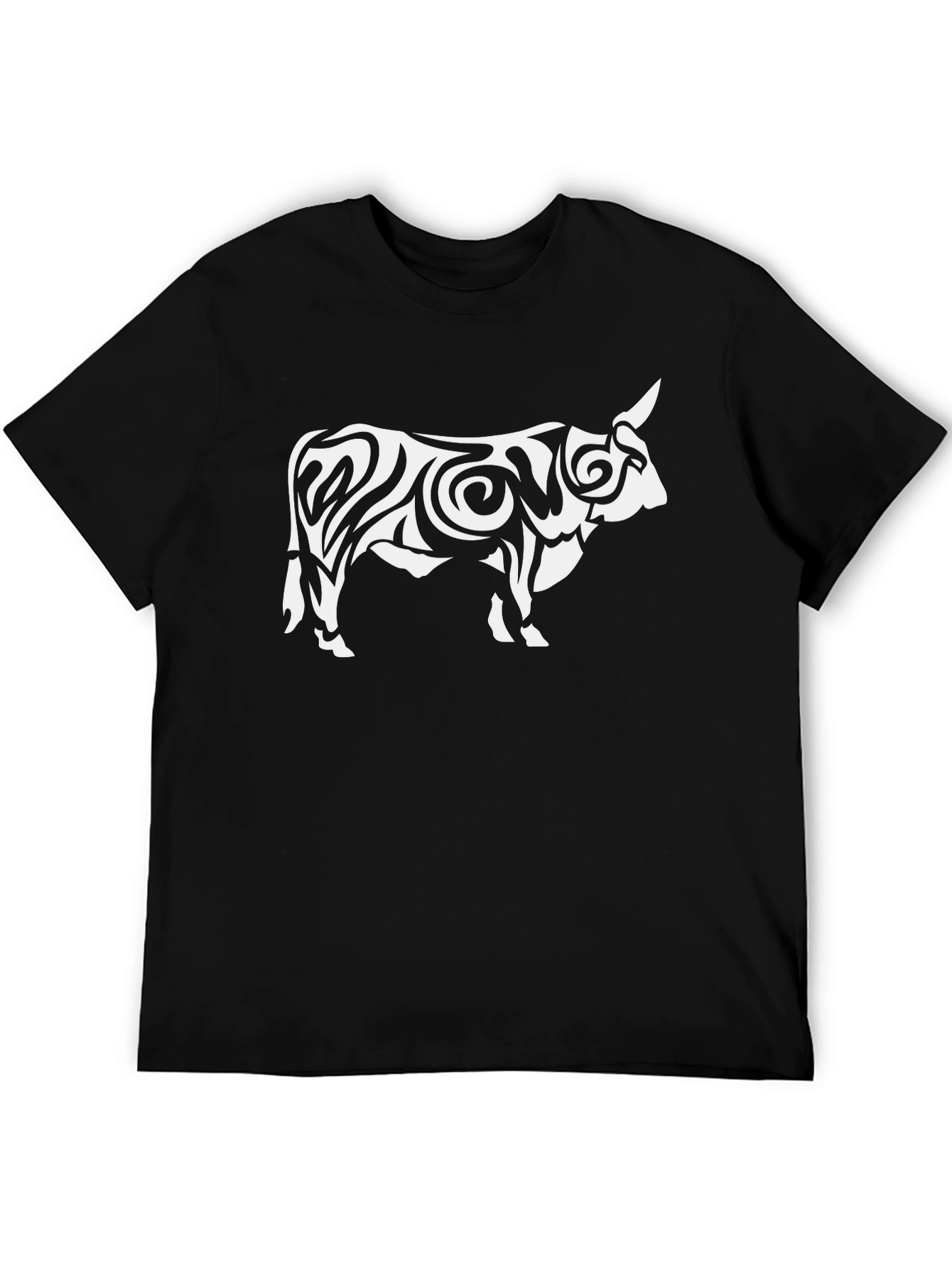 Black Tribal Bull Graphic Black T-Shirt view 5