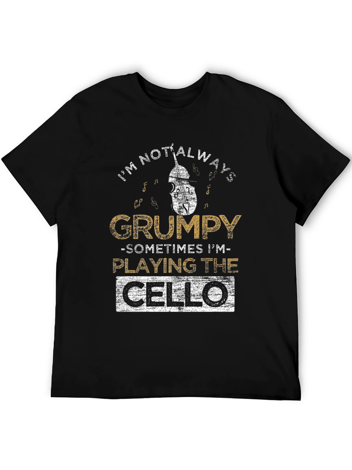 Black Grumpy Cello Player Black T-Shirt view 5