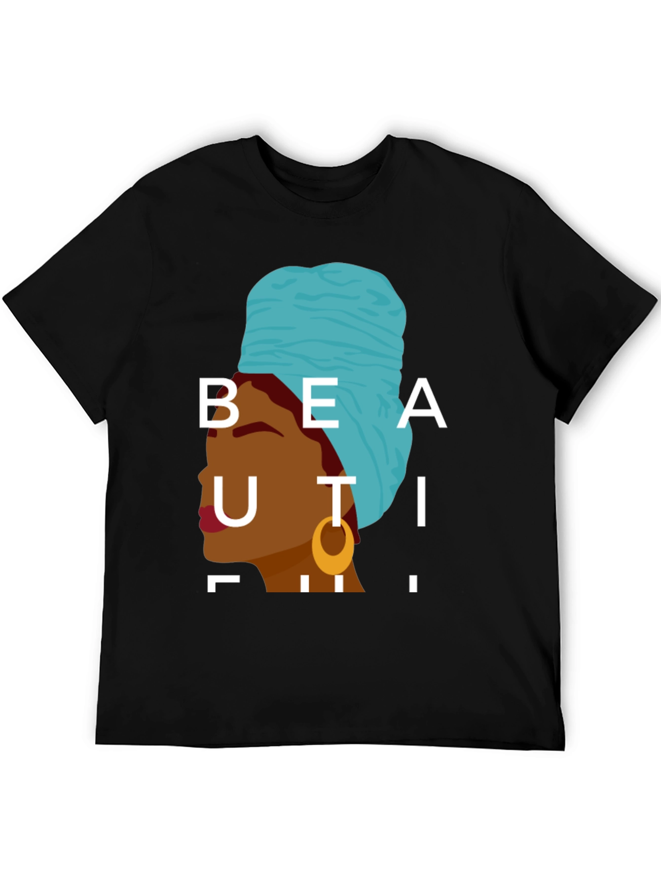 Black Beautiful Woman Graphic Tee - Stylish Black T-Shirt view 5