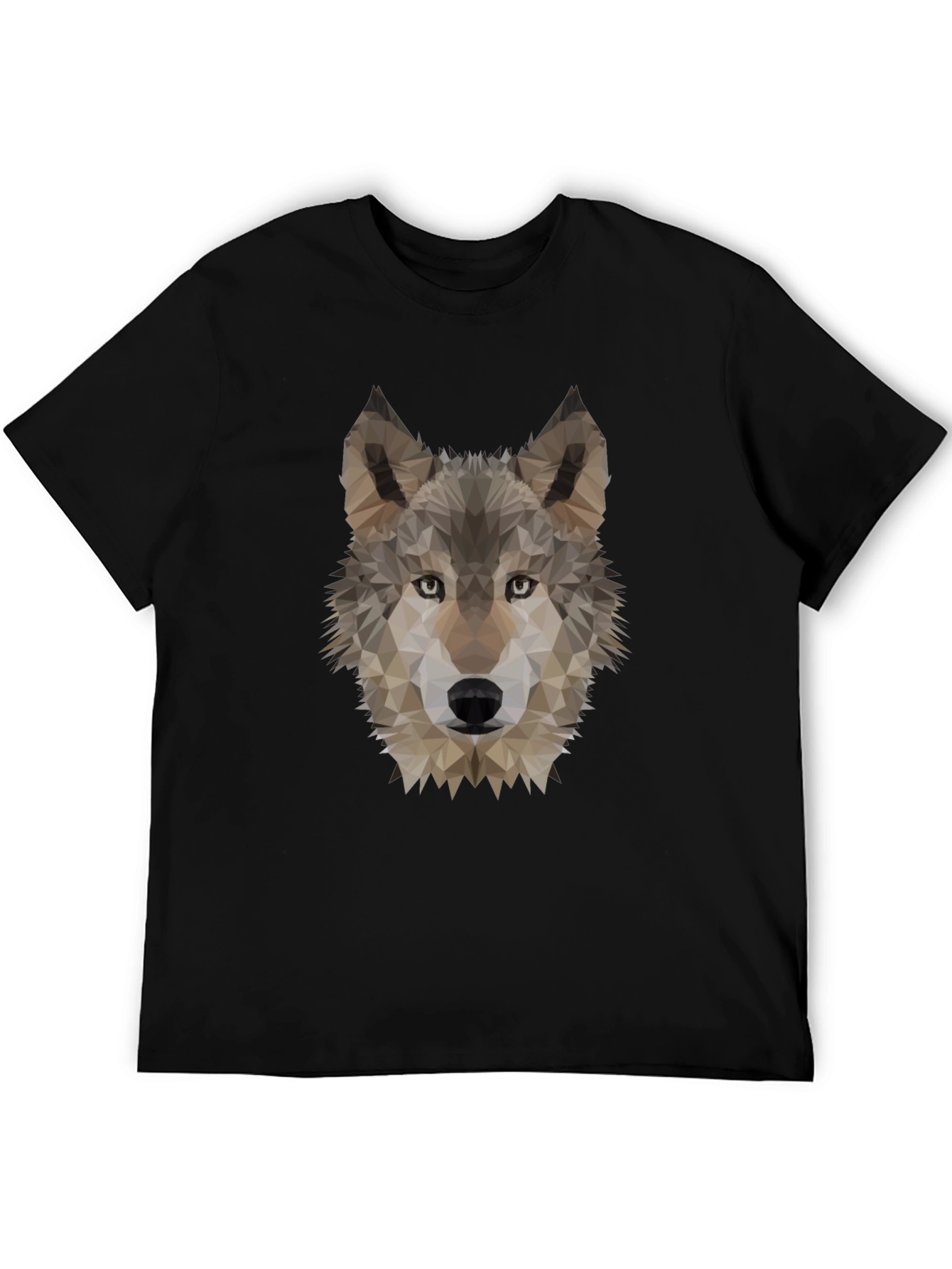 Black Geometric Wolf Head Graphic Tee - Black view 5