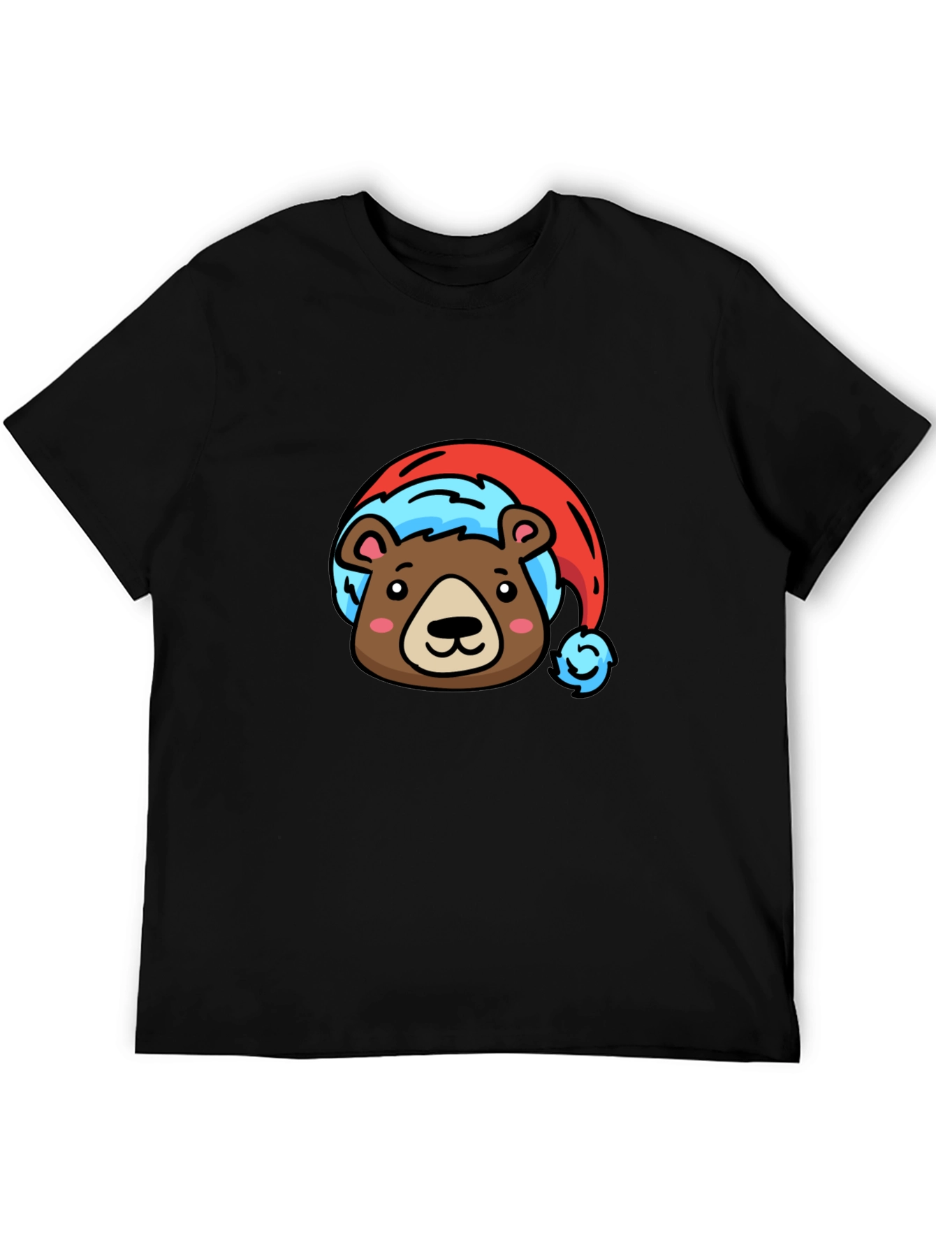 Black Bear Santa Hat Black T-Shirt view 5