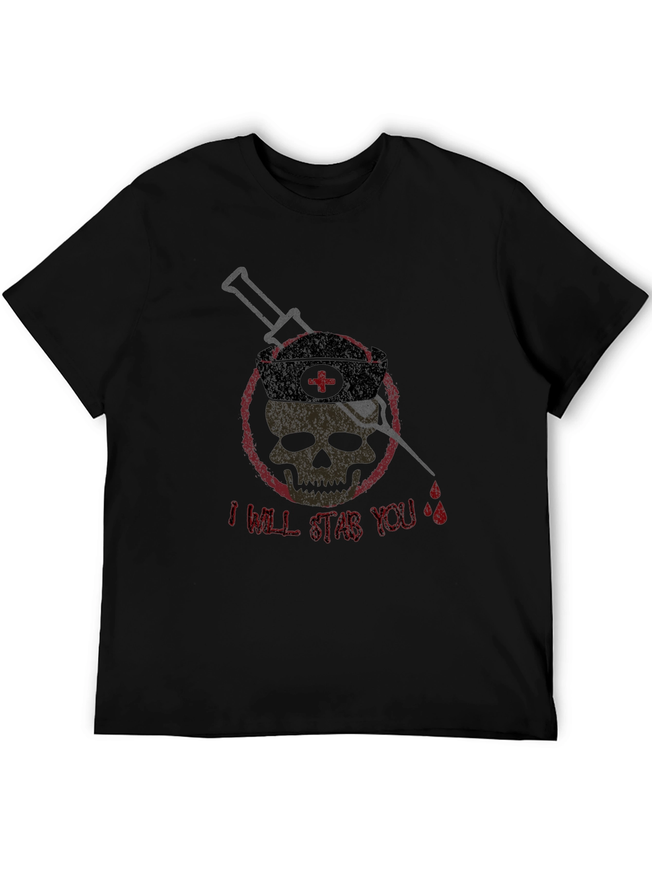 Black I Will Stab You Graphic Tee - Unisex Black T-Shirt view 5