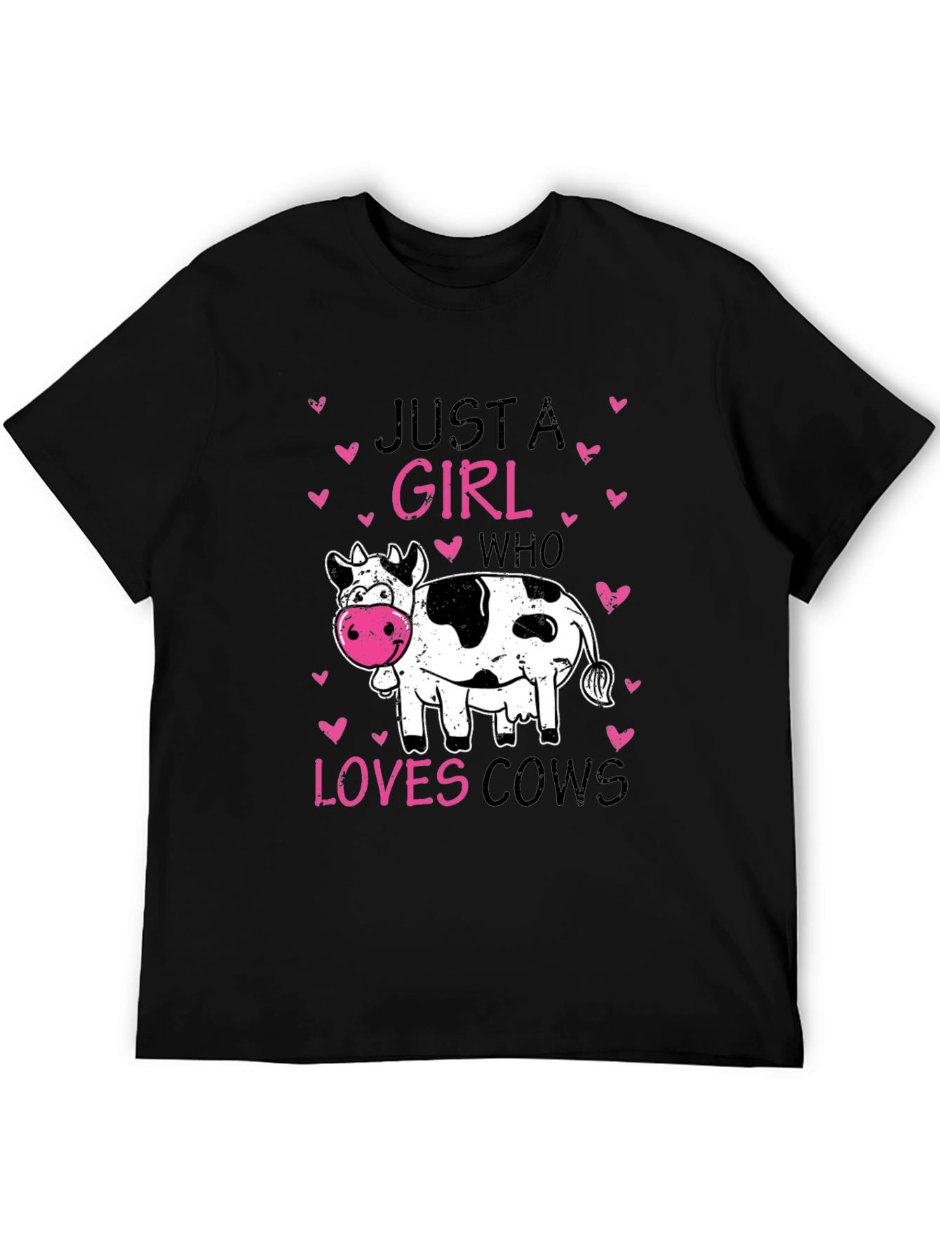 Black Just A Girl Who Loves Cows T-Shirt view 5