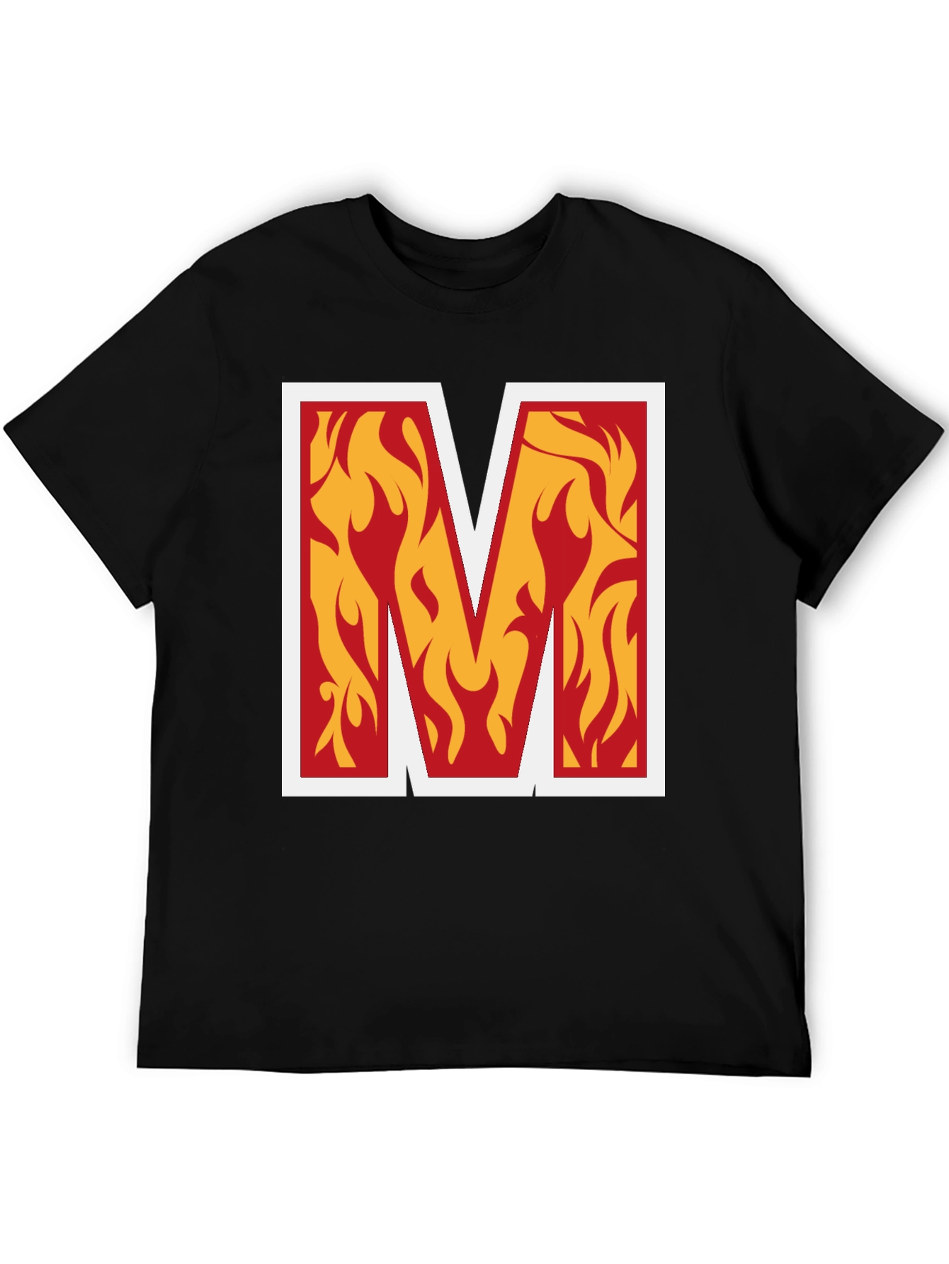 Fiery "M" Graphic Tee - Bold Black T-Shirt - 5