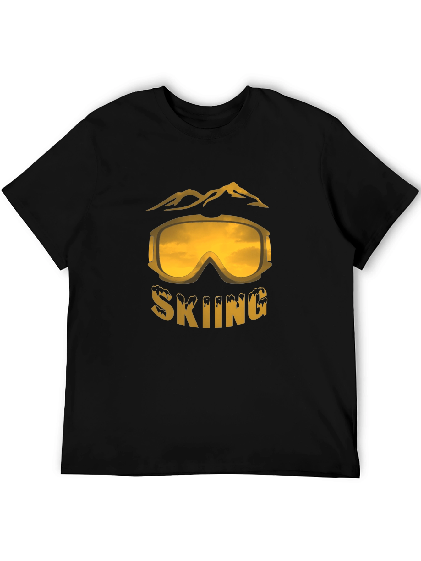 Black Skiing Graphic Tee - Black Cotton Blend T-Shirt view 5