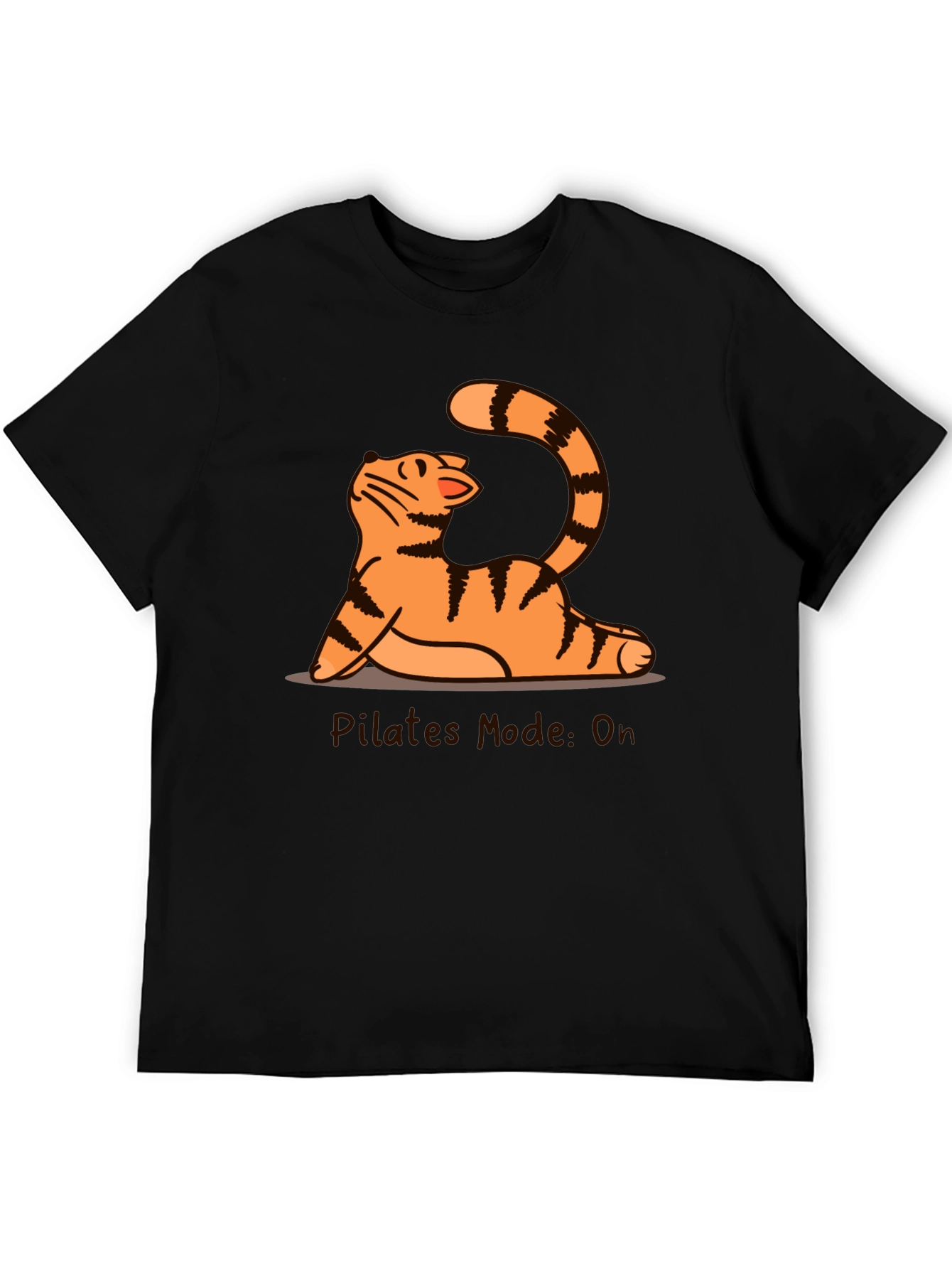 Black Pilates Mode On Cat T-Shirt view 5