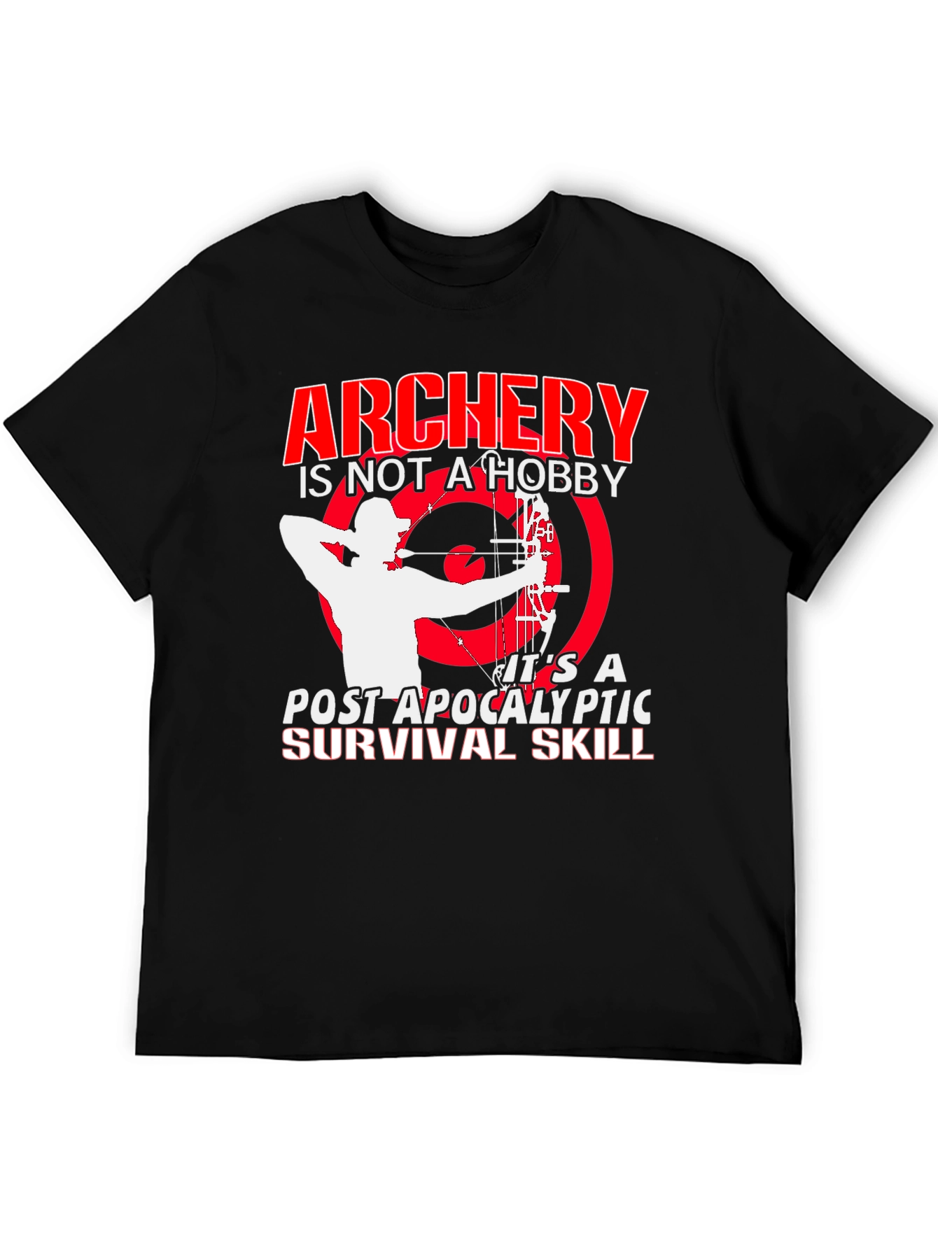 Black Archery Post Apocalyptic Survival Skill Graphic T-Shirt view 5