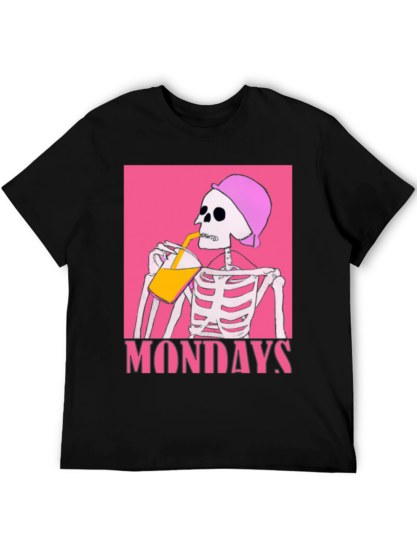 Black Mondays Skeleton Drink Tee - Black Graphic T-Shirt view 5