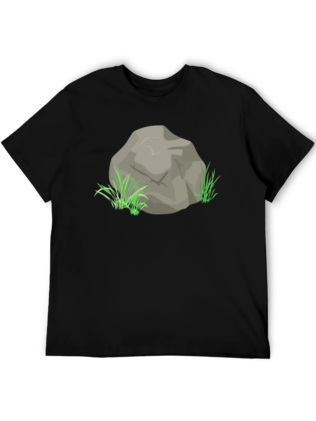 Black Rock and Grass Graphic Tee - Cool Nature Print view 5