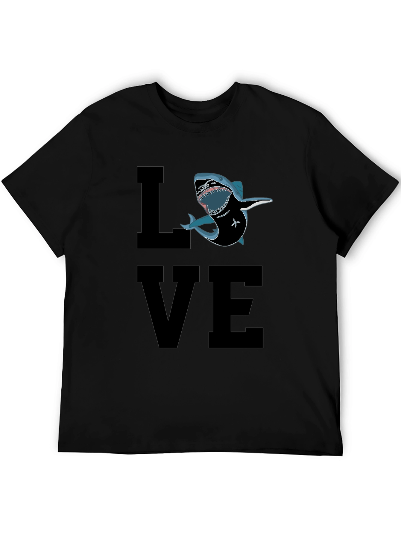 Black Shark Love Graphic T-Shirt - Black Cotton Tee view 5