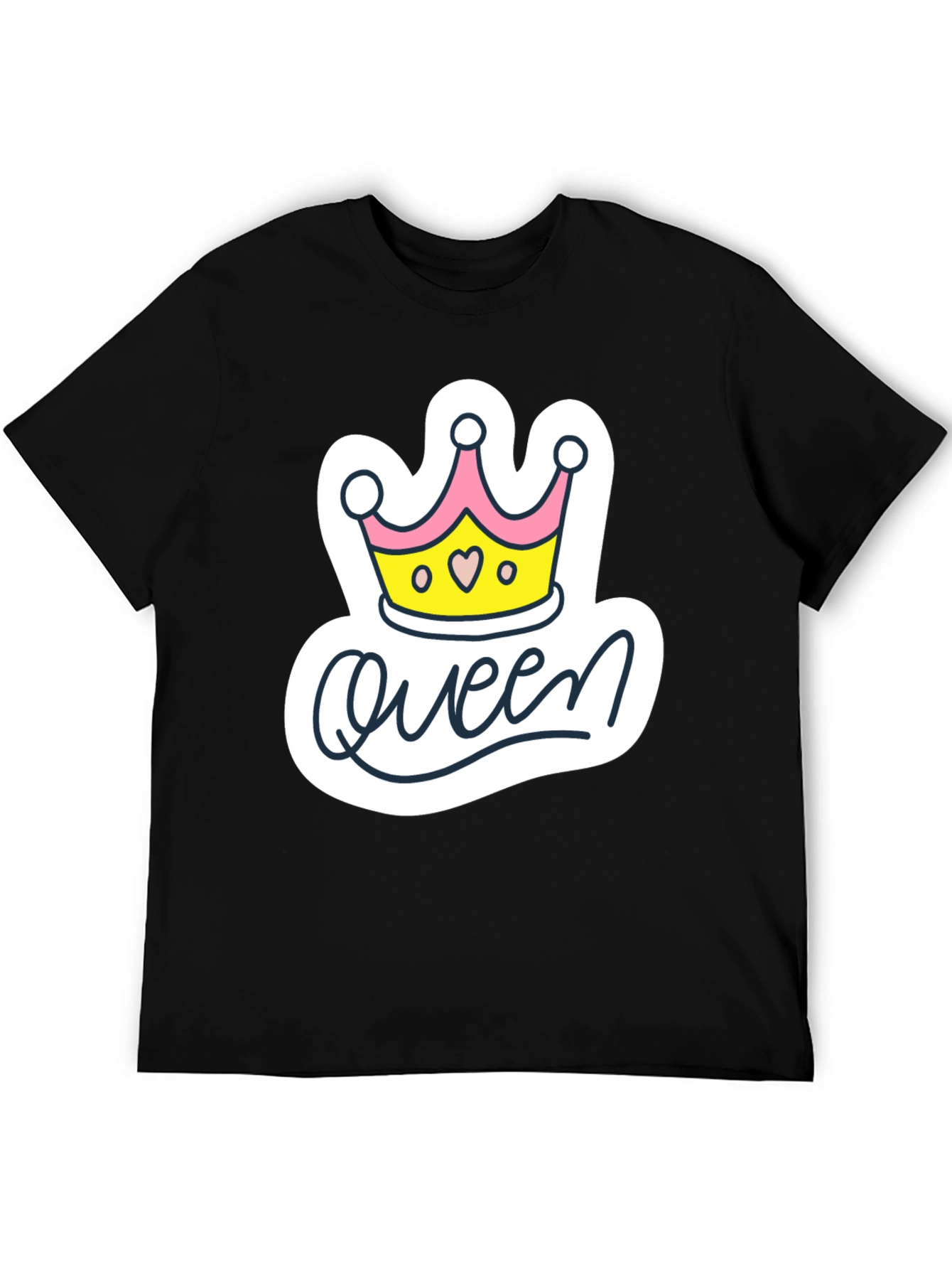 Black Queen Crown Graphic Tee - Black Cotton Casual T-Shirt view 5