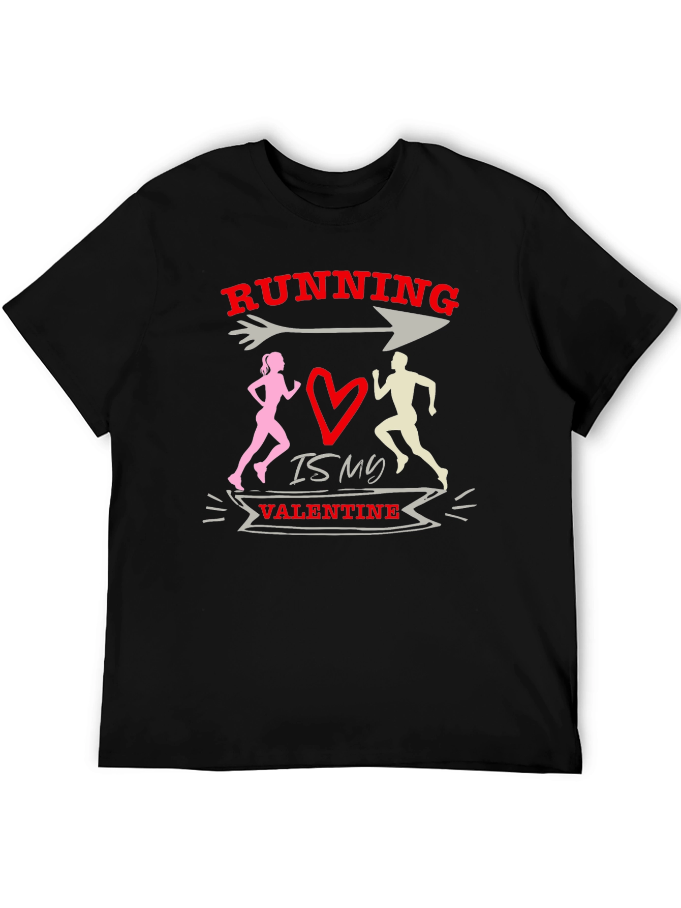 Black Running is My Valentine Graphic Tee - Black view 5