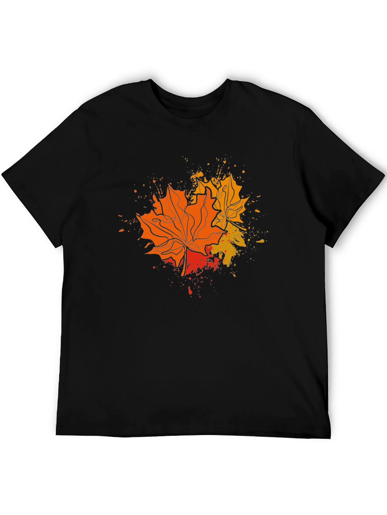 Black Fall Leaves Graphic Tee - Black T-Shirt view 5