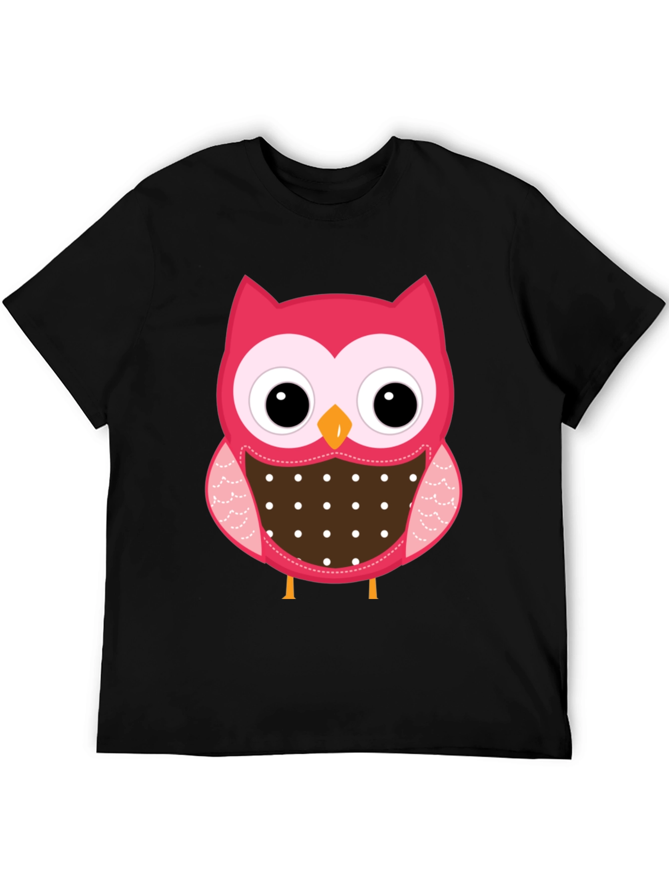 Black Cute Owl Graphic Print Black T-Shirt view 5