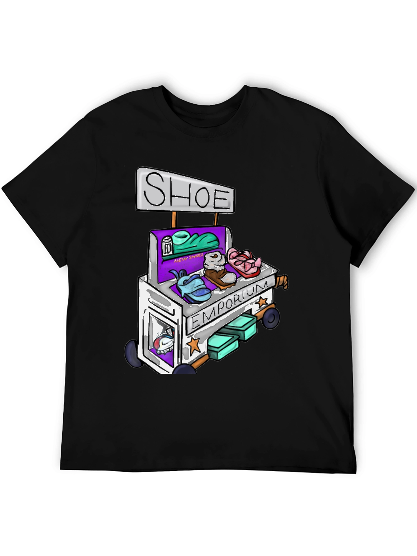 Black Shoe Emporium Tee - Unique Cartoon Design view 5