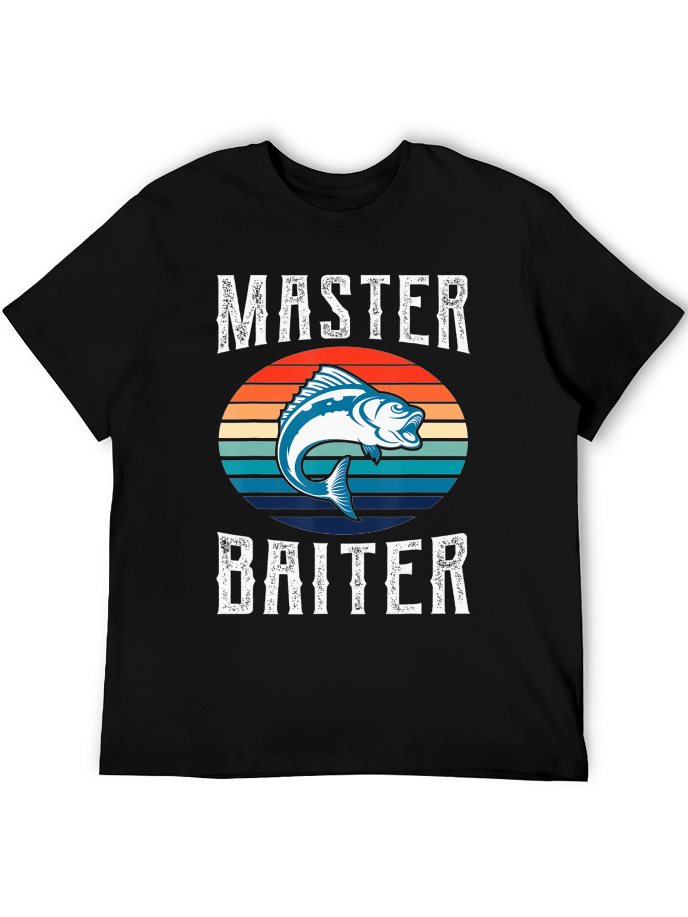 Black Master Baiter Fishing Graphic T-Shirt view 5