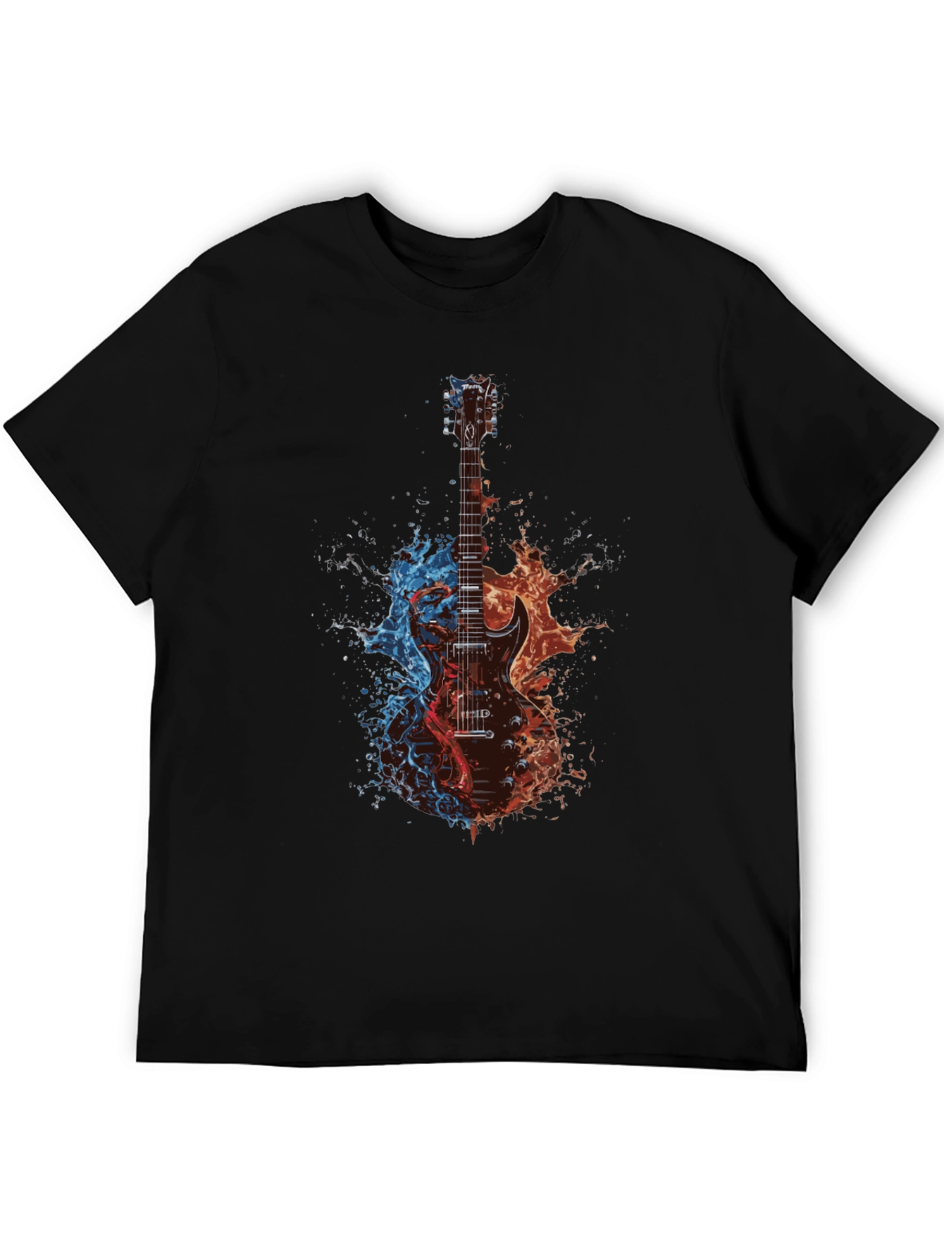 Black Fiery Guitar T-Shirt - Music Lover Tee view 5