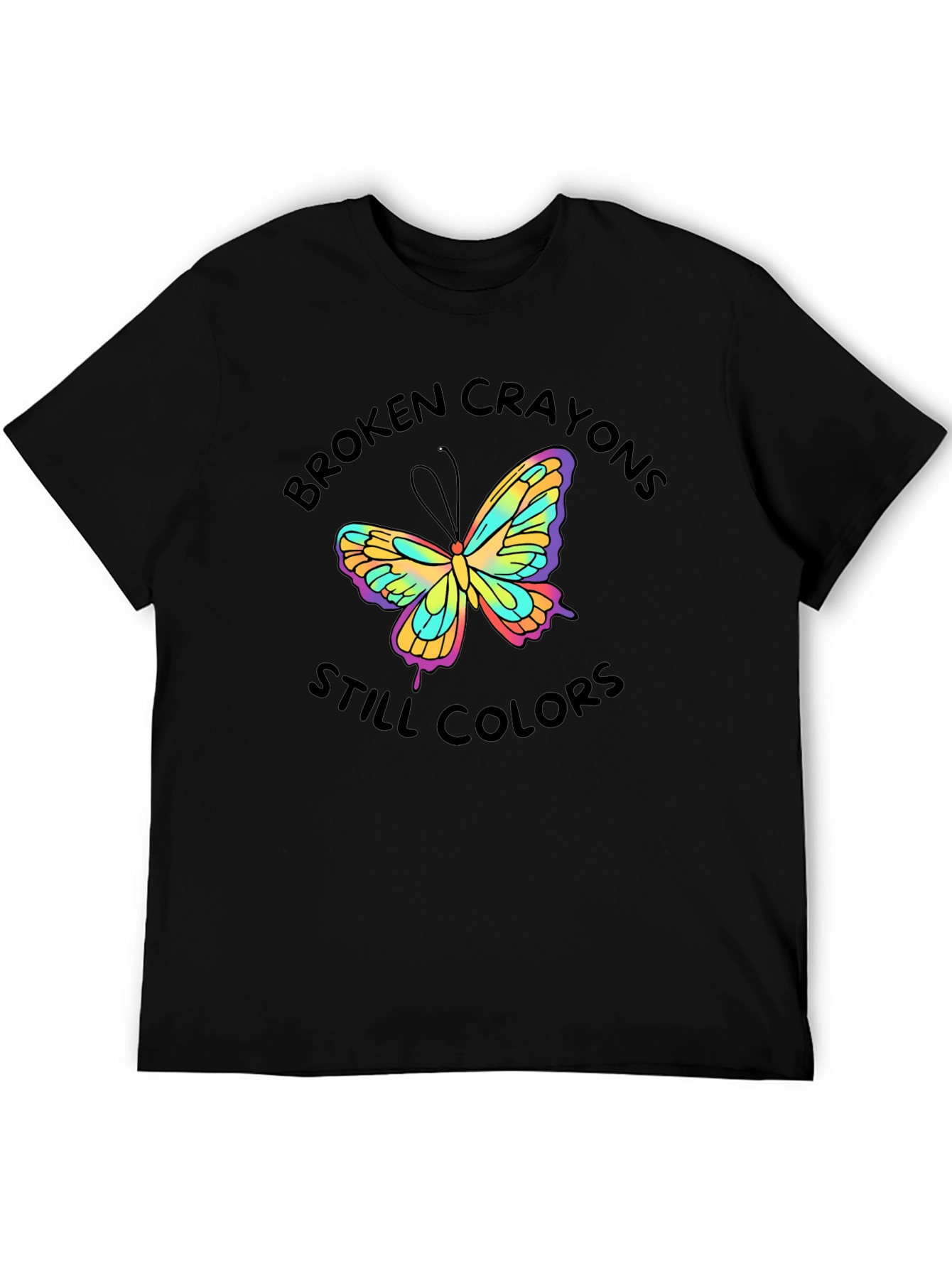 Black Broken Crayons Still Colors Butterfly T-Shirt view 5