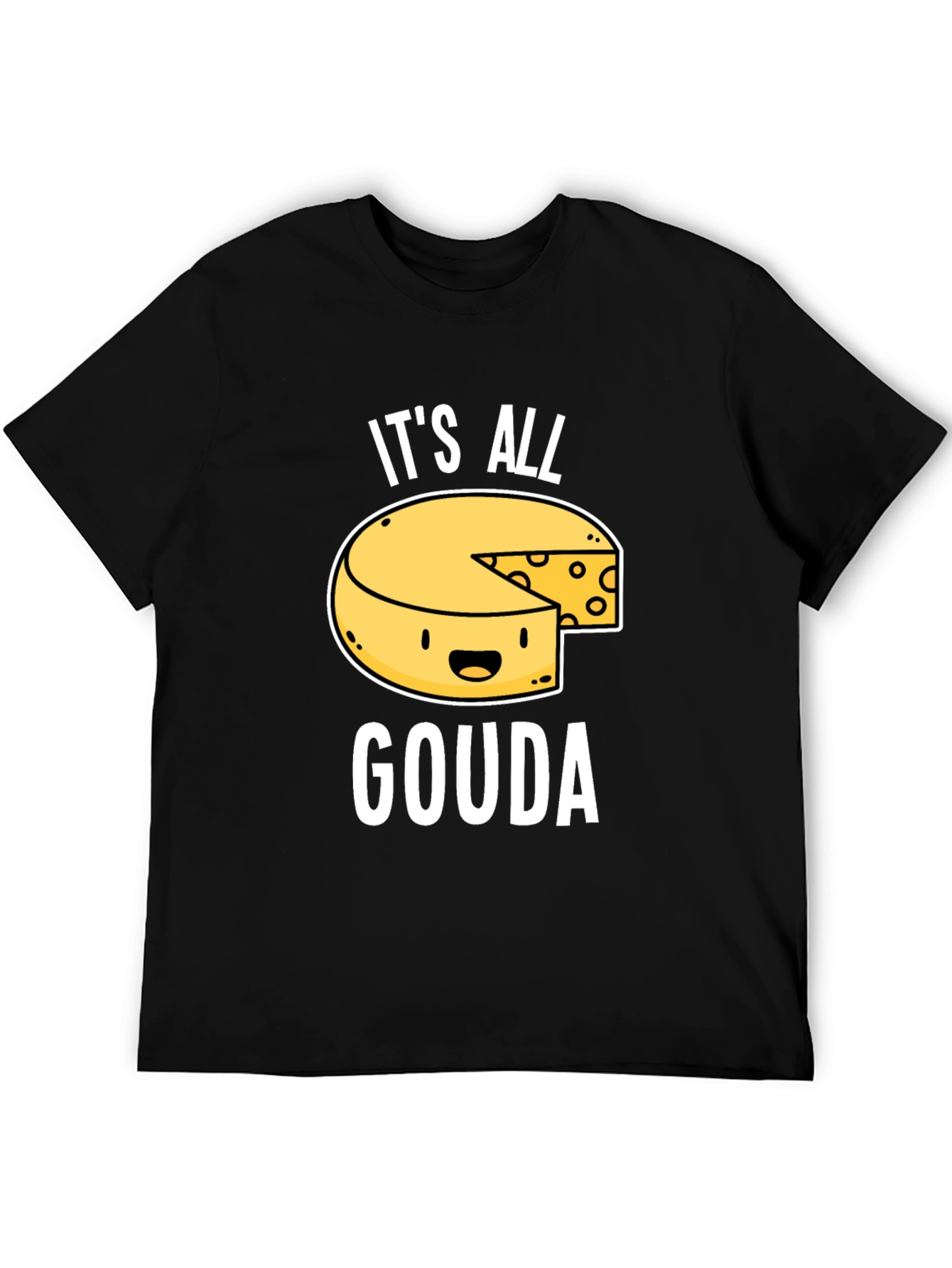 Black It's All Gouda T-Shirt - Funny Cheese Lover Tee view 5