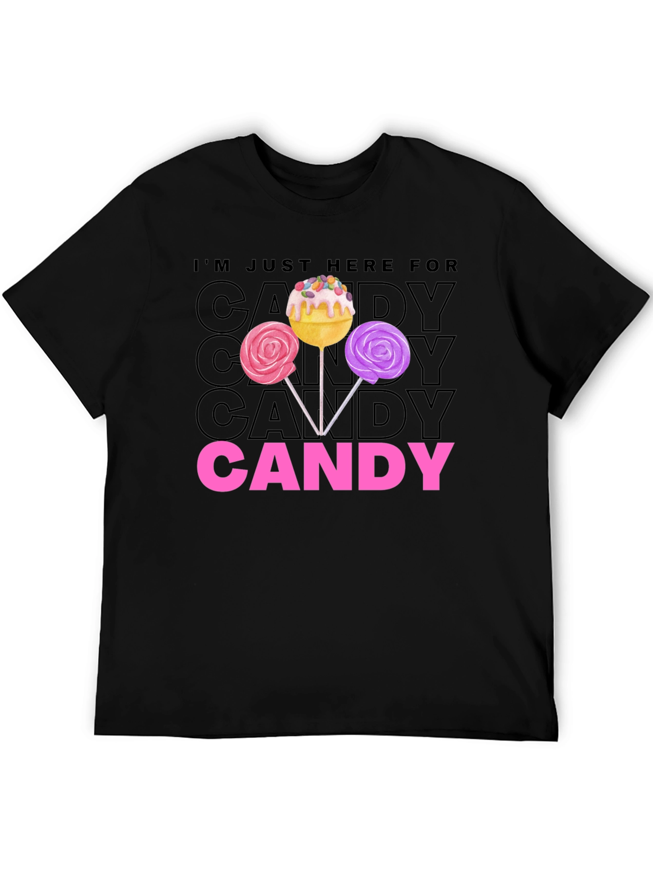 Black Candy Lover T-Shirt - Just Here For Candy Tee view 5