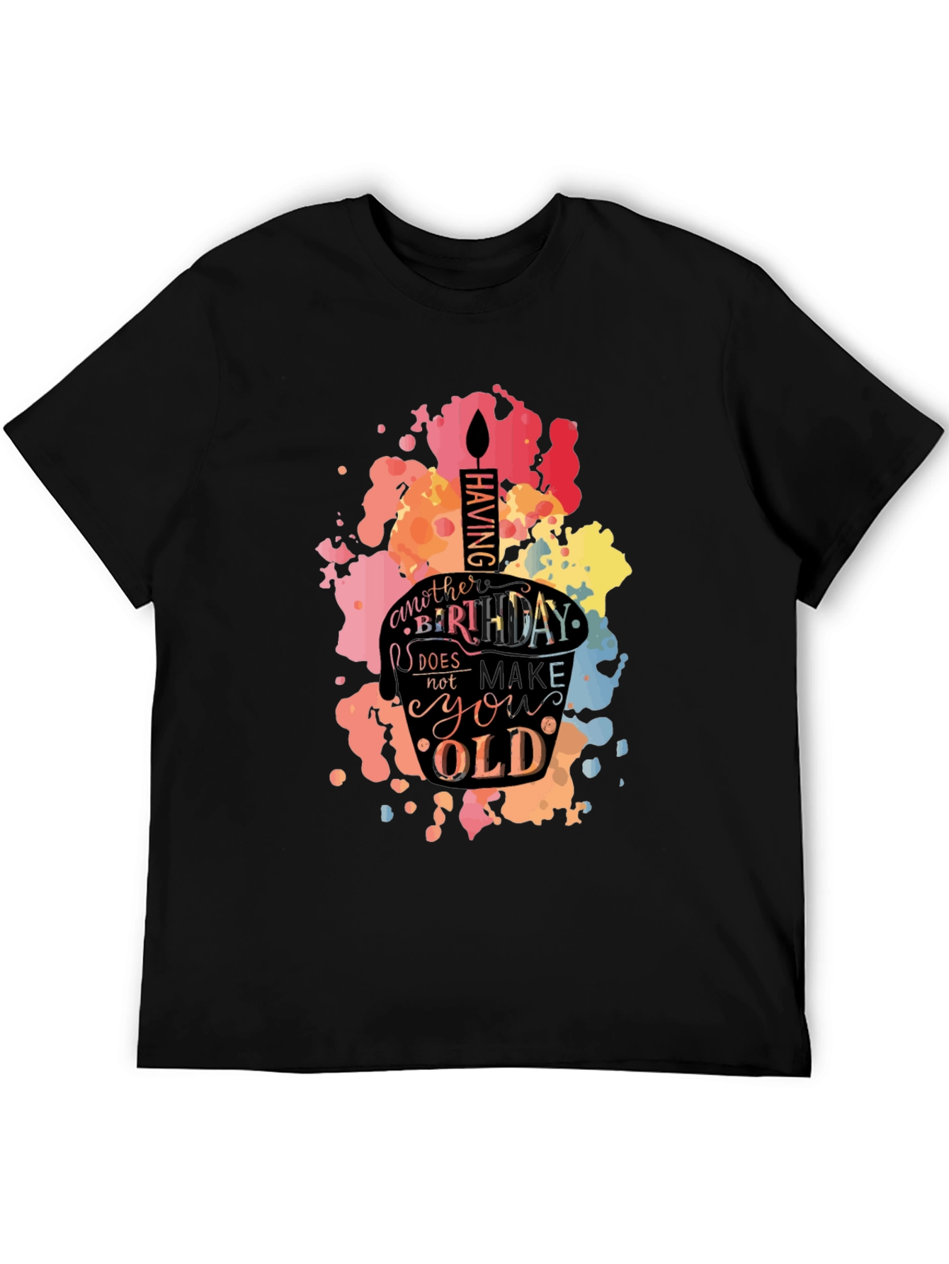 Black Birthday Cake T-Shirt - Unisex Graphic Tee view 5