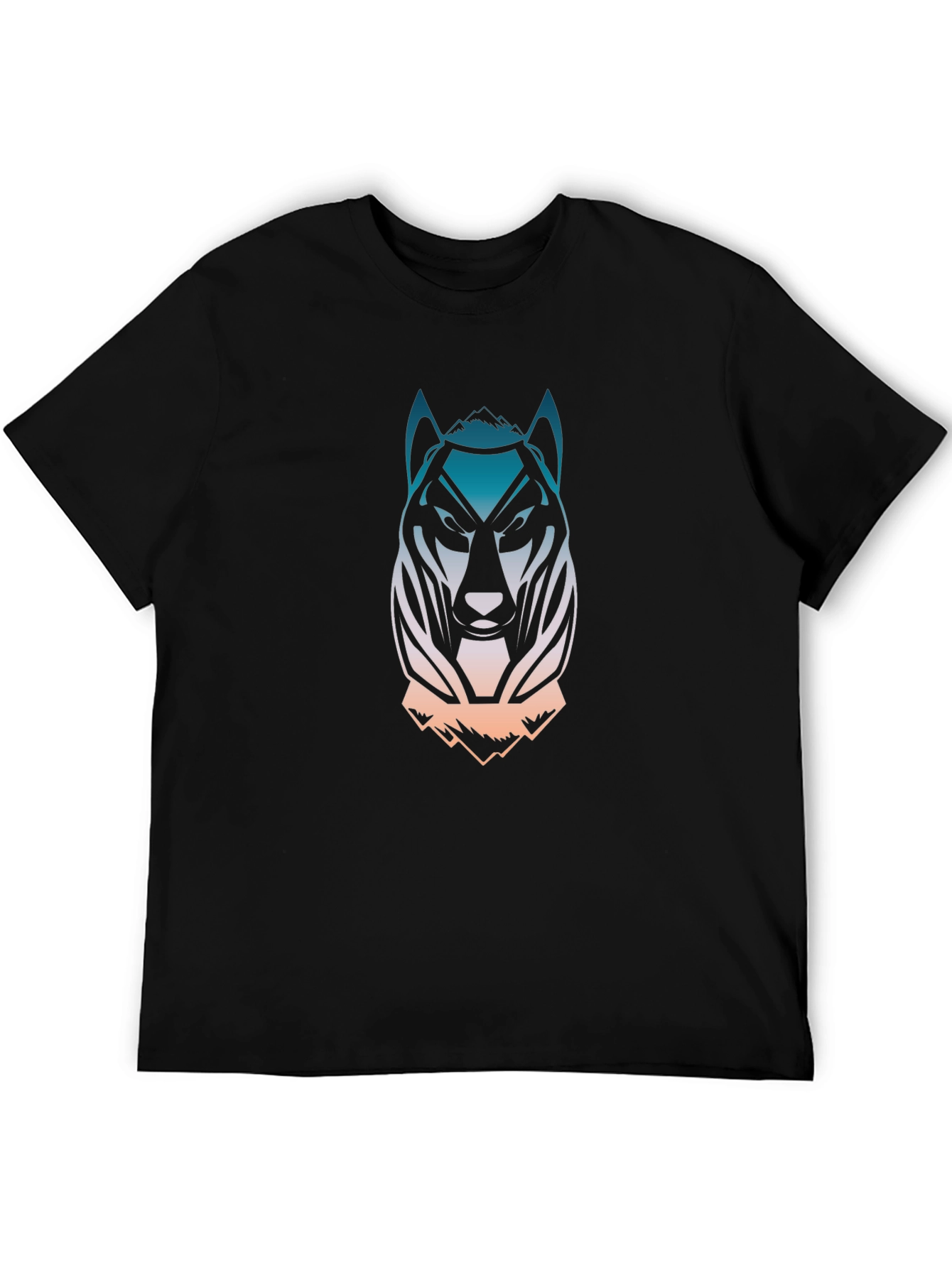 Black Wolf Graphic Print T-Shirt - Men's Black Tee view 5