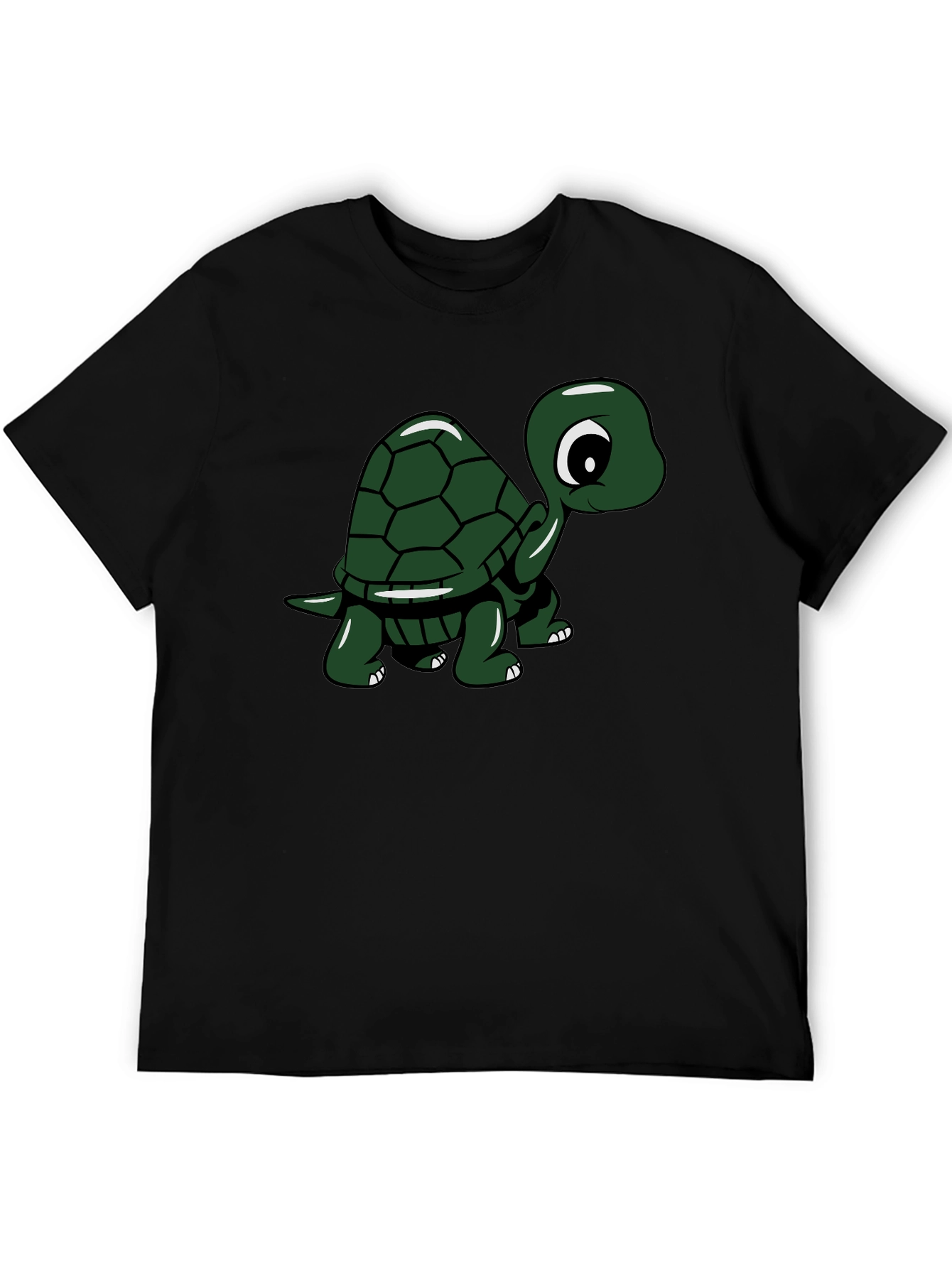Black Cute Turtle Graphic Tee - Black Cotton T-Shirt view 5