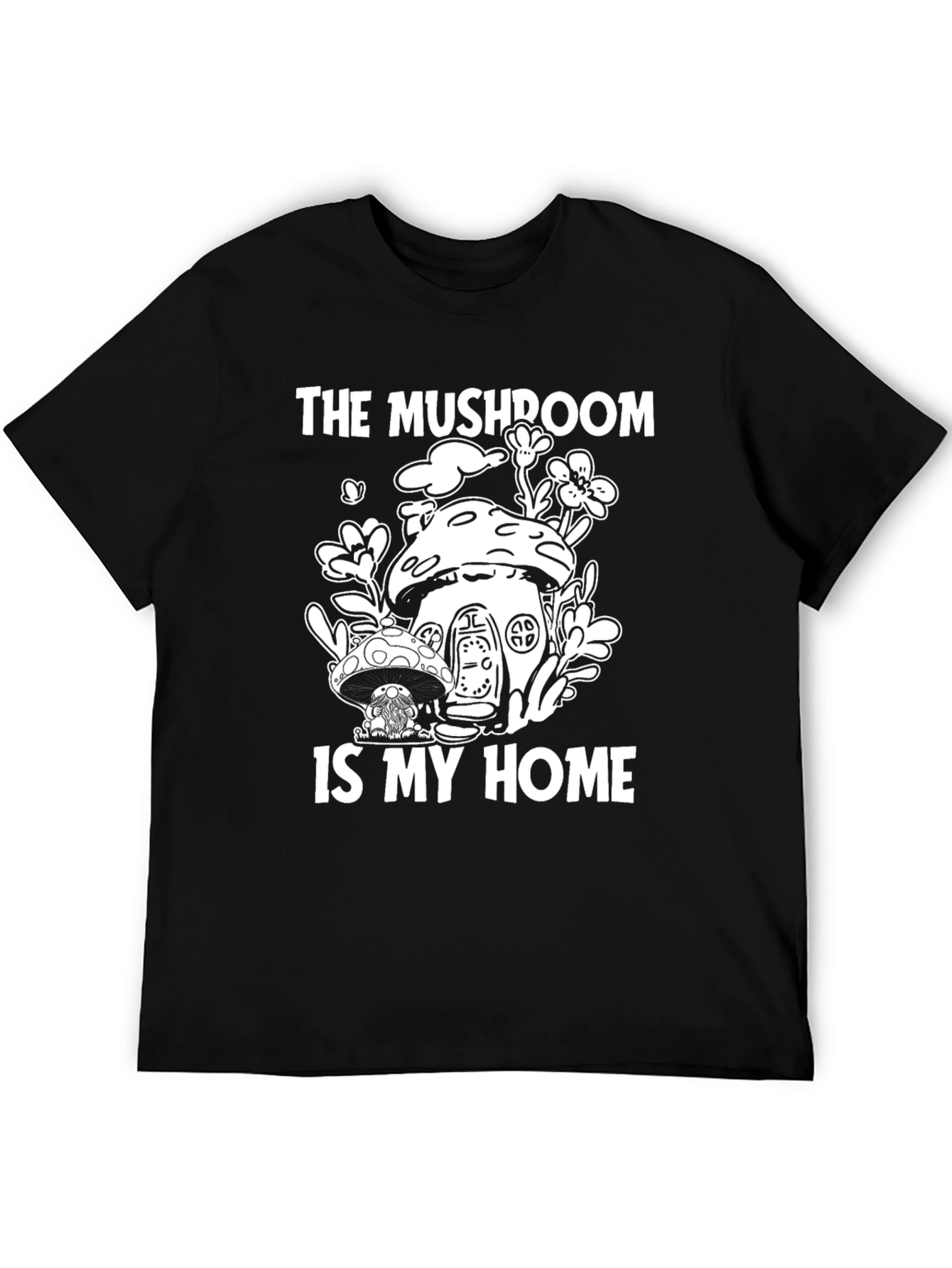 Black Mushroom Home T-Shirt - Nature Lover Tee view 5