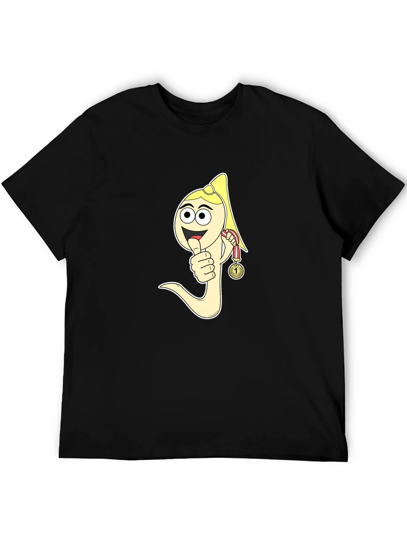 Black Funny Sperm Cartoon Graphic Black T-Shirt view 5