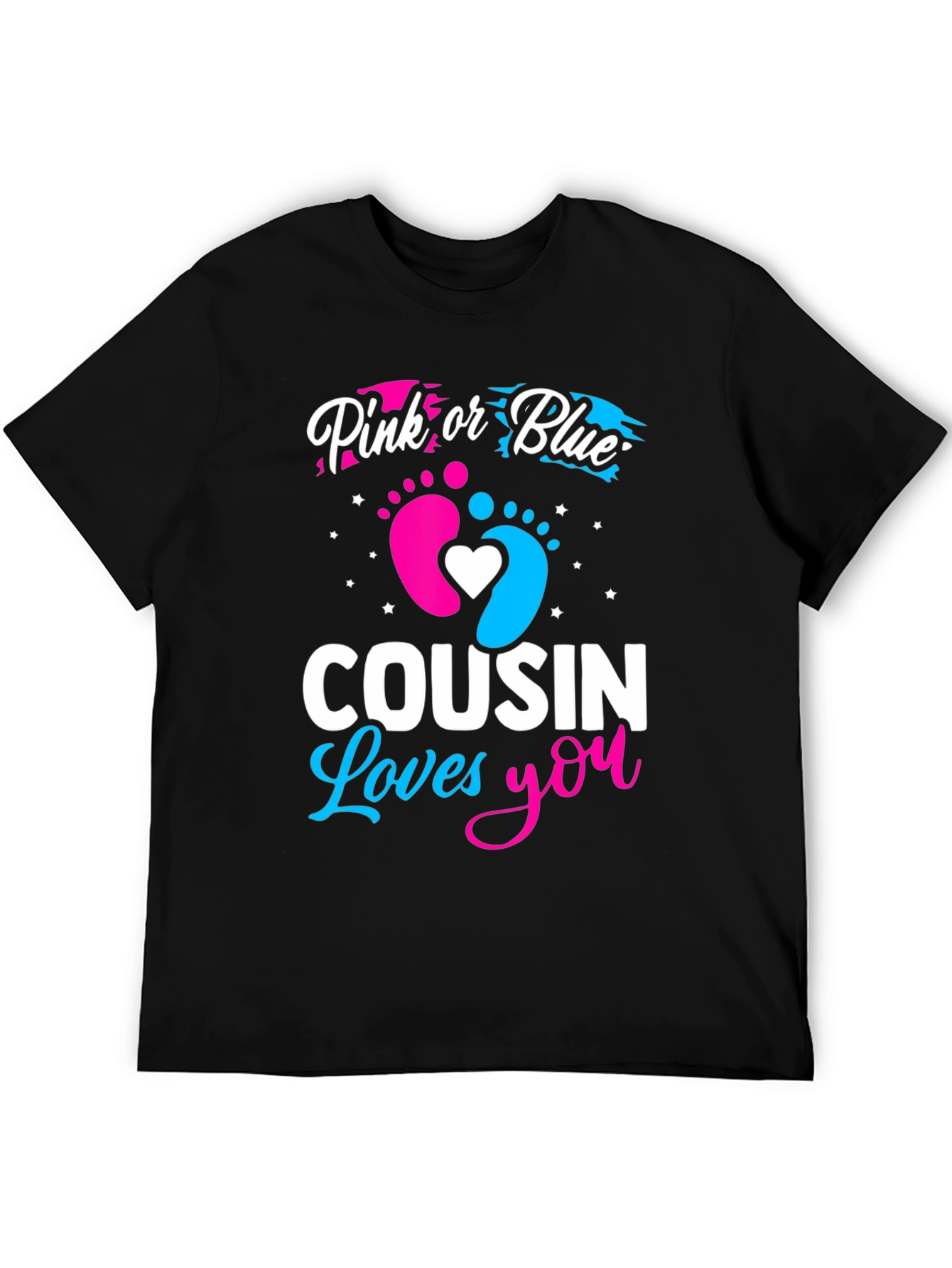 Black Pink or Blue Cousin Loves You Gender Reveal T-Shirt view 5