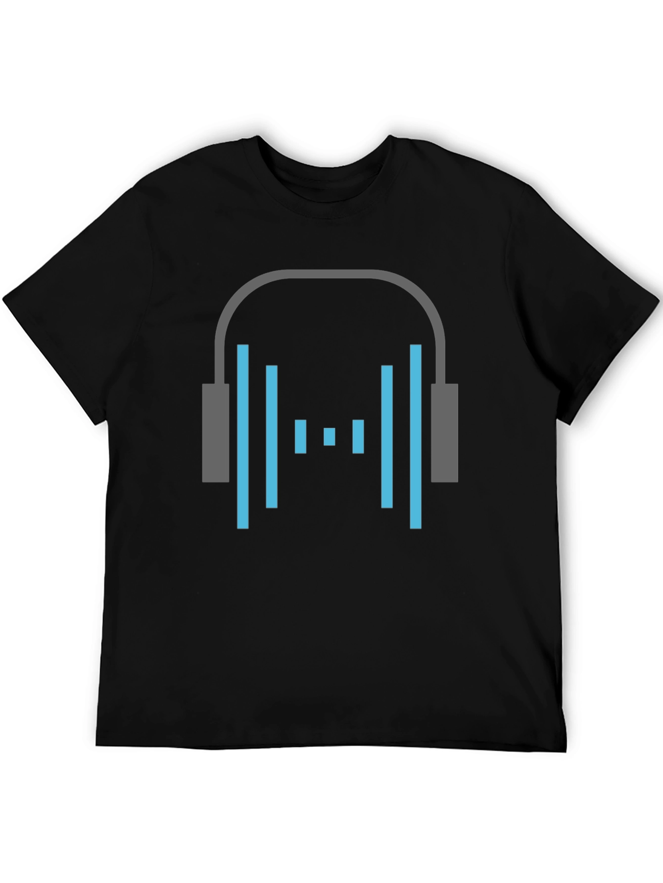 Black Headphone Graphic Tee - Stylish Black Cotton T-Shirt view 5