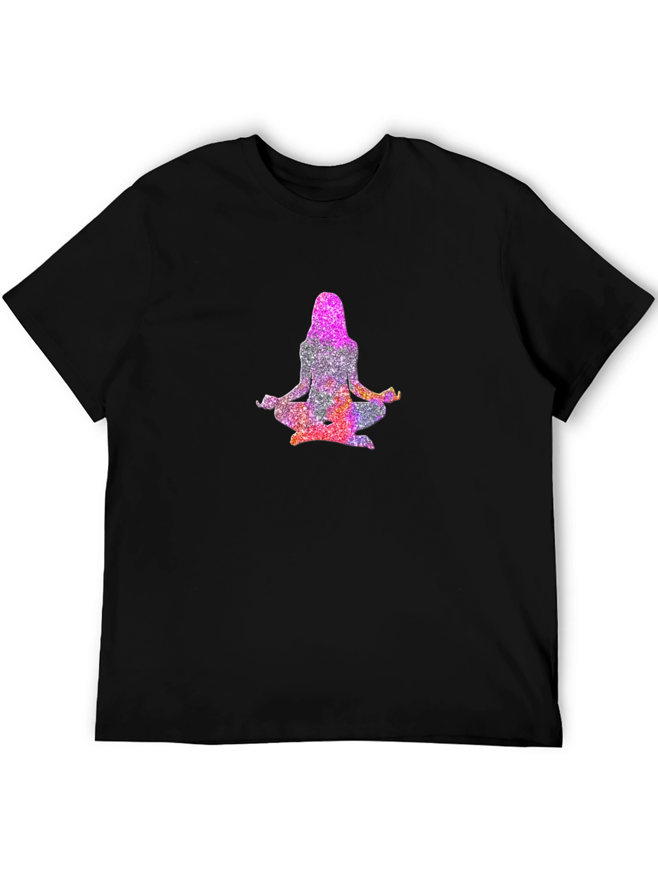 Black Meditative Glitter Yoga Tee view 5