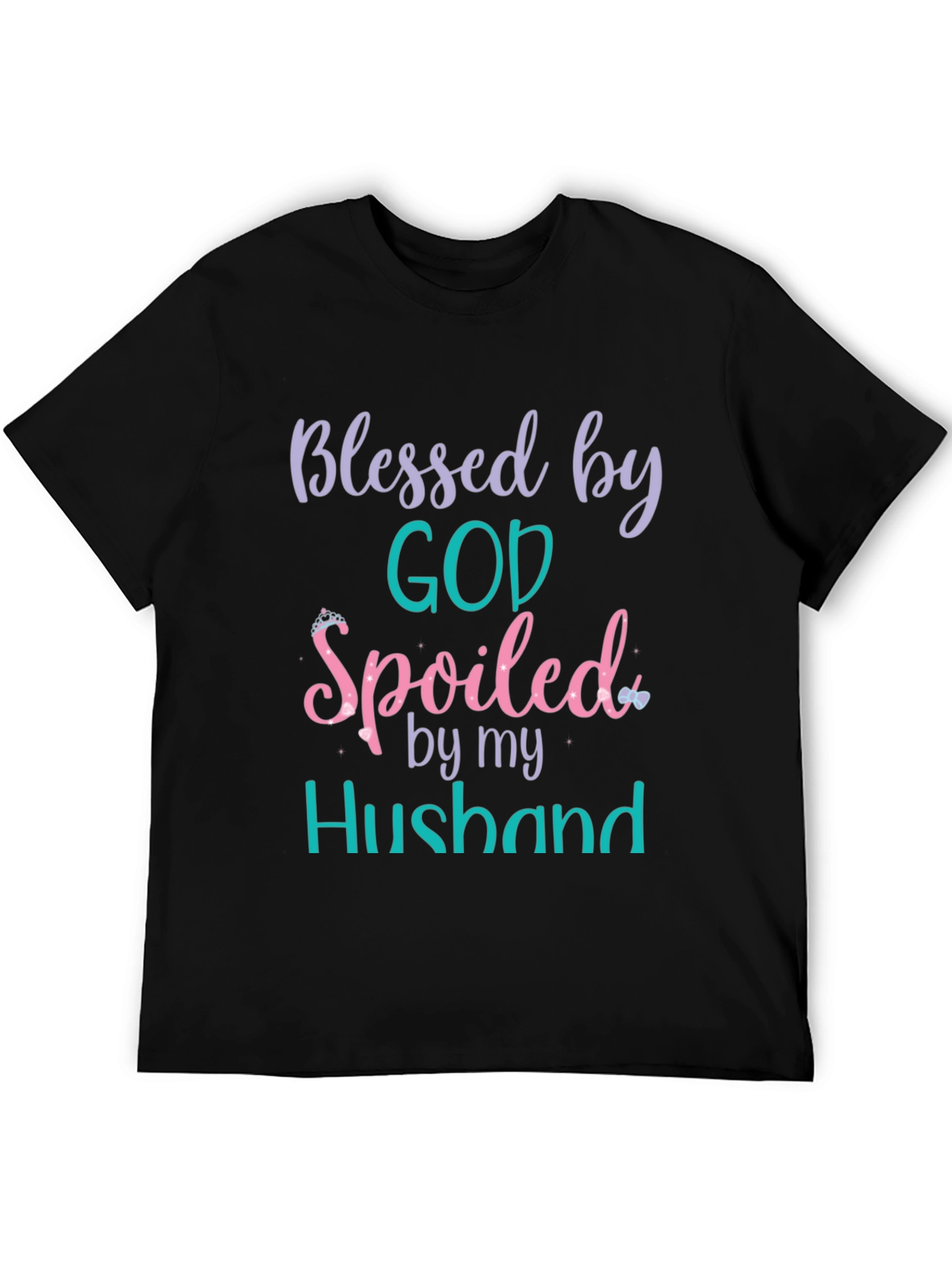 Black Blessed by God, Spoiled by My Husband T-Shirt view 5