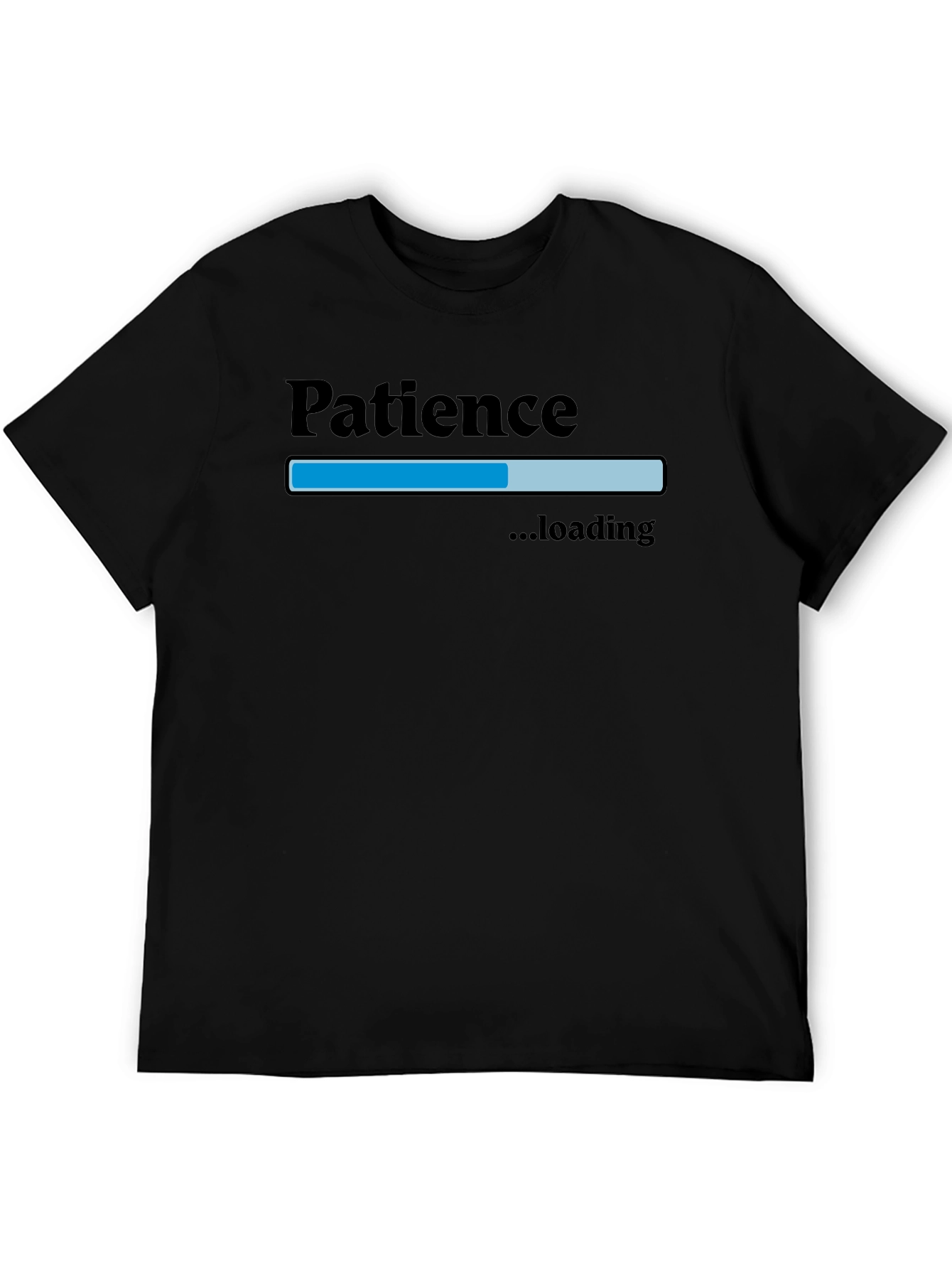 Black Patience Loading Men's Black Graphic T-Shirt view 5