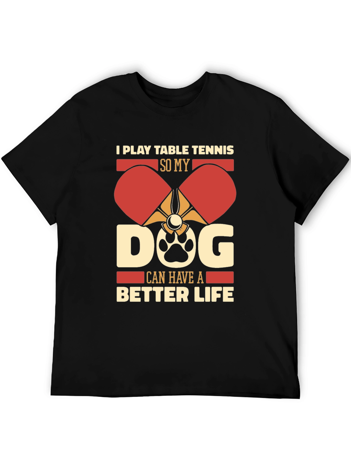 Black Table Tennis Dog Lover T-Shirt view 5