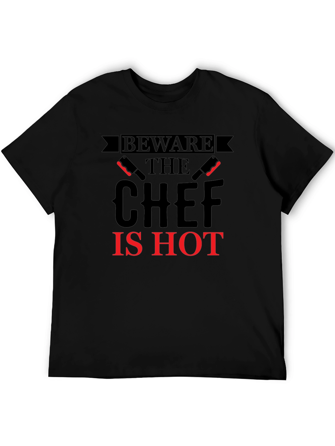 Black Beware The Chef Is Hot T-Shirt - Black view 5