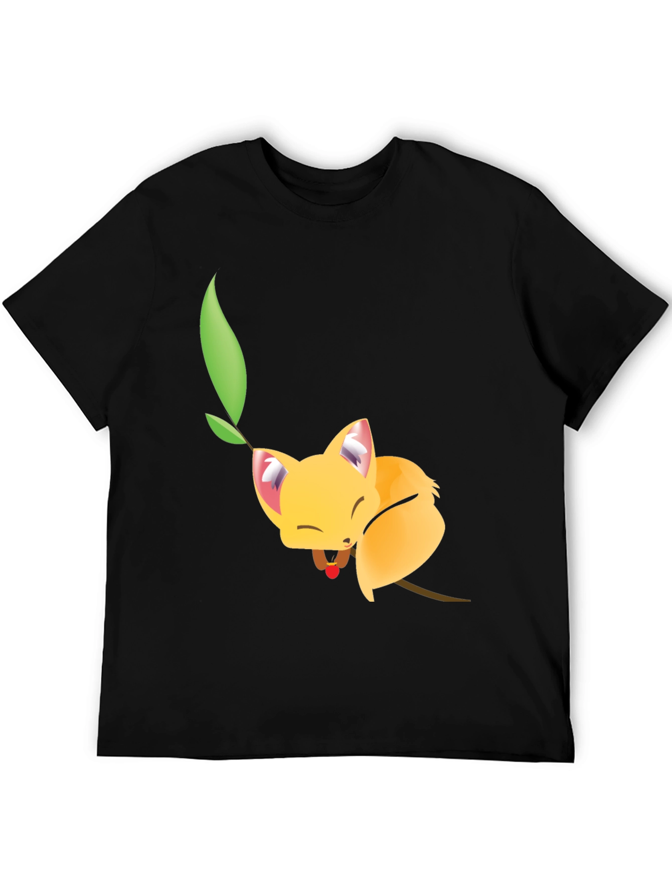 Black Cute Sleeping Fox Tee - Unique Graphic T-Shirt view 5