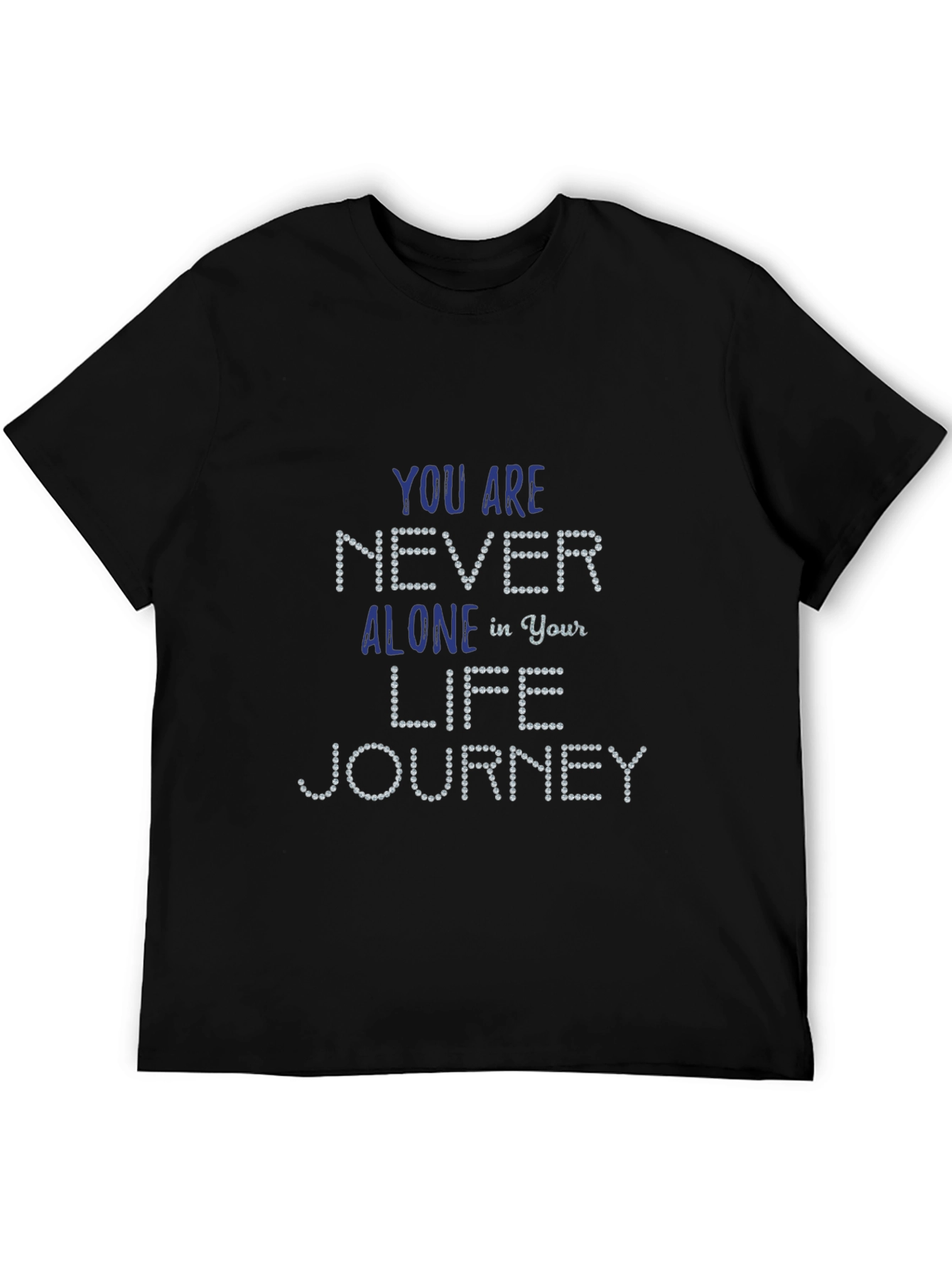 Black Inspirational "Never Alone" Black T-Shirt view 5