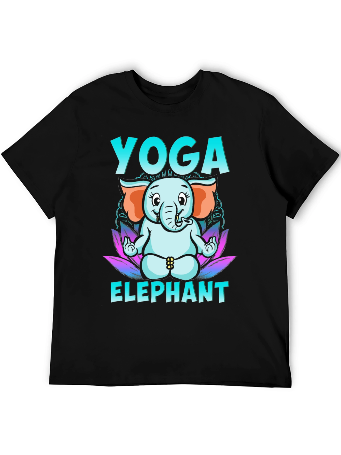 Black Yoga Elephant Graphic Tee - Black view 5