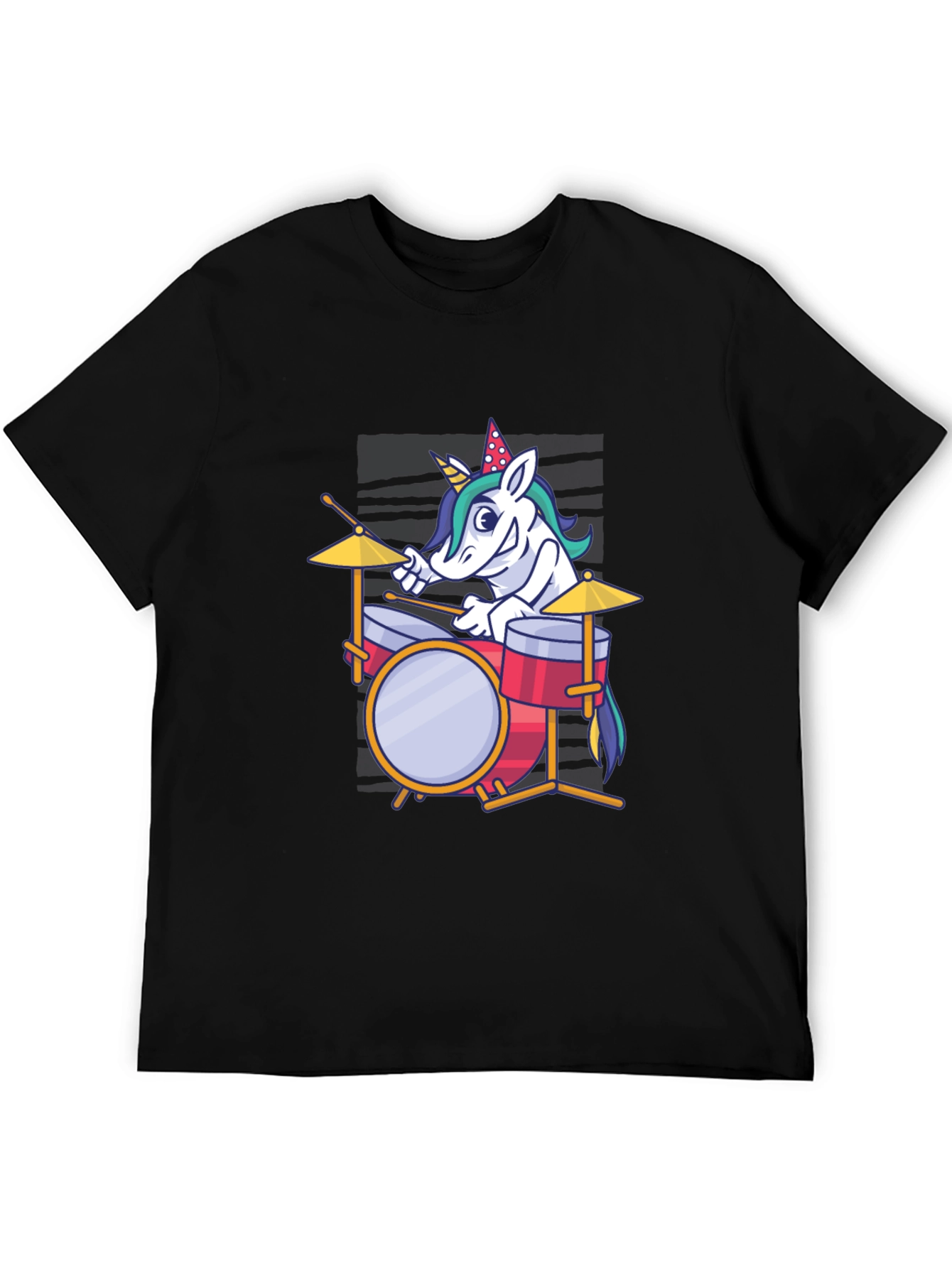 Black Unicorn Drummer Graphic Tee - Fun & Unique T-Shirt view 5