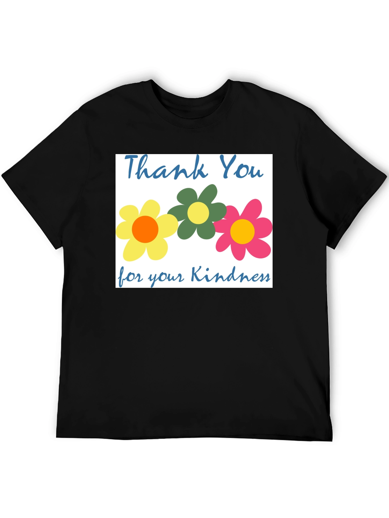 Black Thank You Flowers T-Shirt - Kindness Appreciation Tee view 5