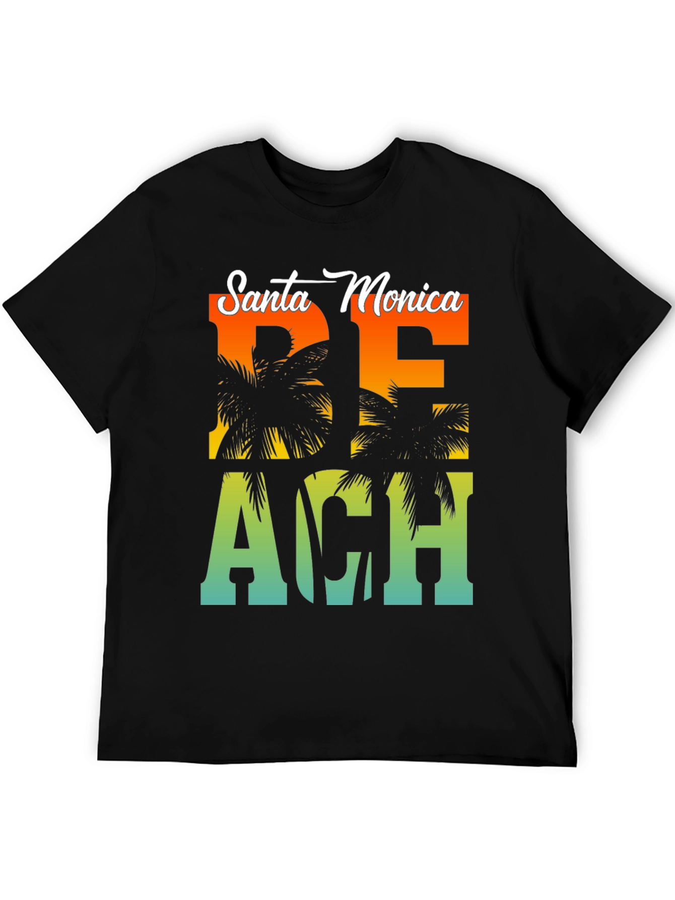 Black Santa Monica Beach Palm Graphic Tee view 5