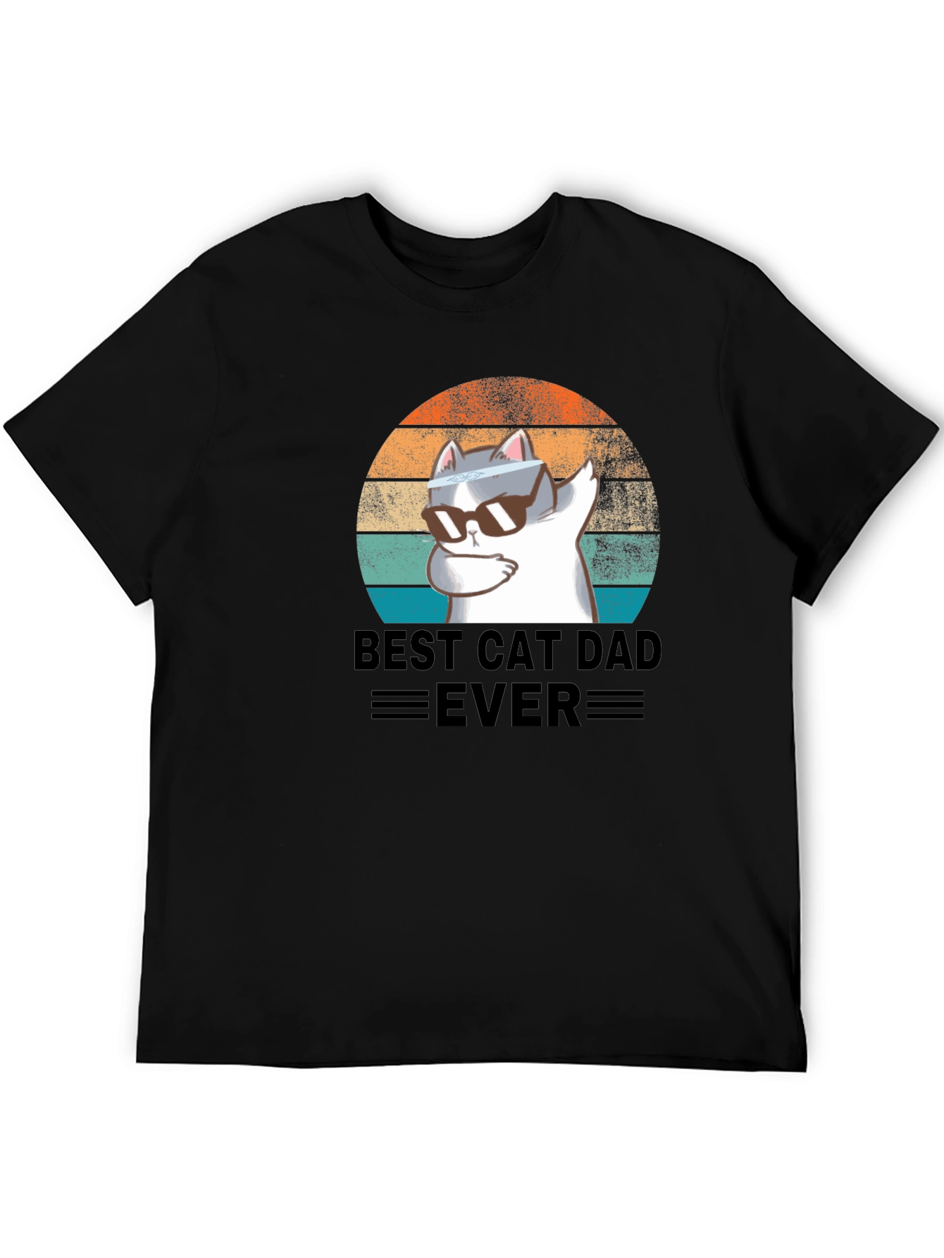 Black Best Cat Dad Ever T-Shirt view 5