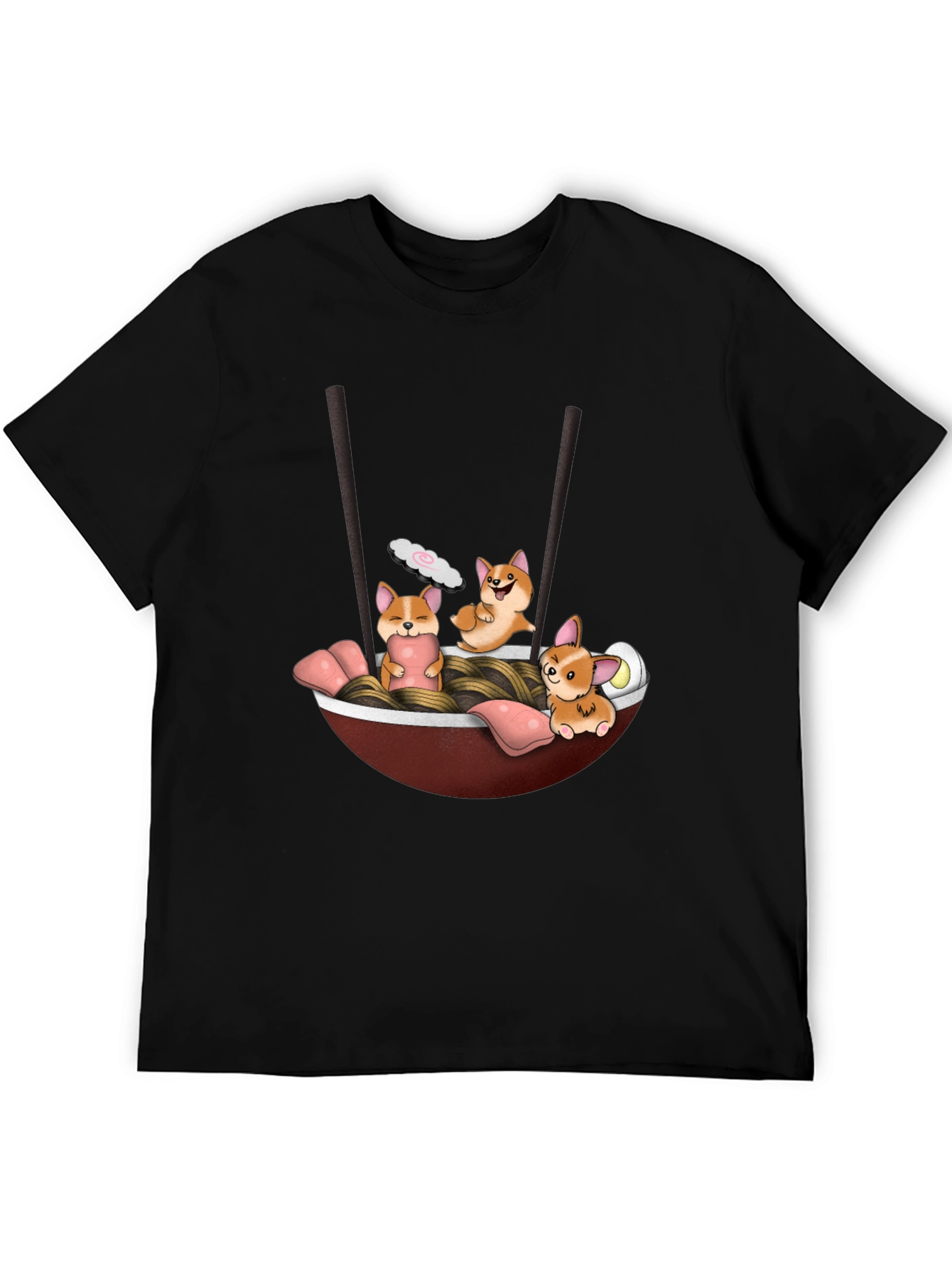 Black Corgi Ramen T-Shirt view 5