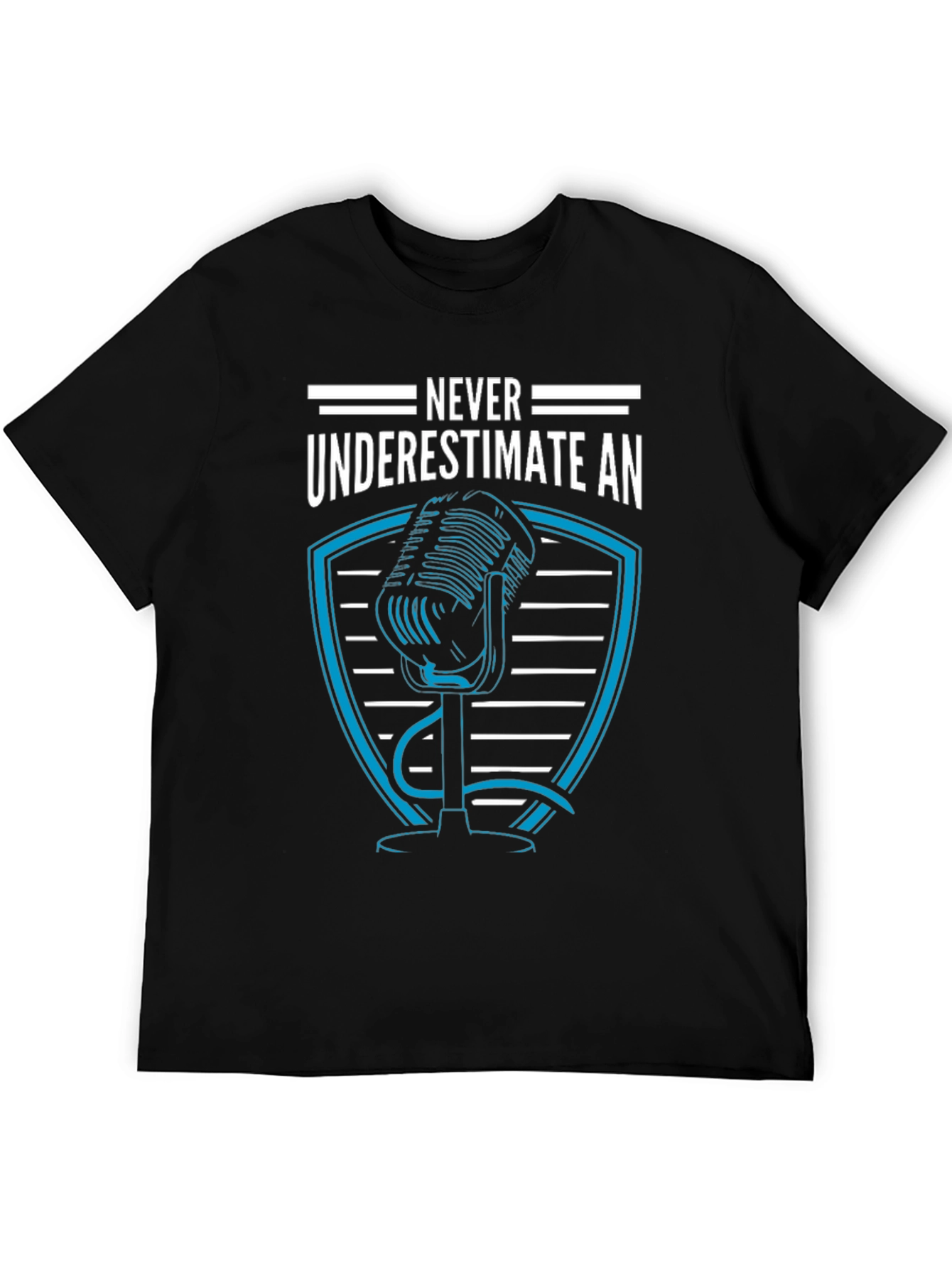 Black Never Underestimate T-Shirt - Microphone Graphic Tee view 5