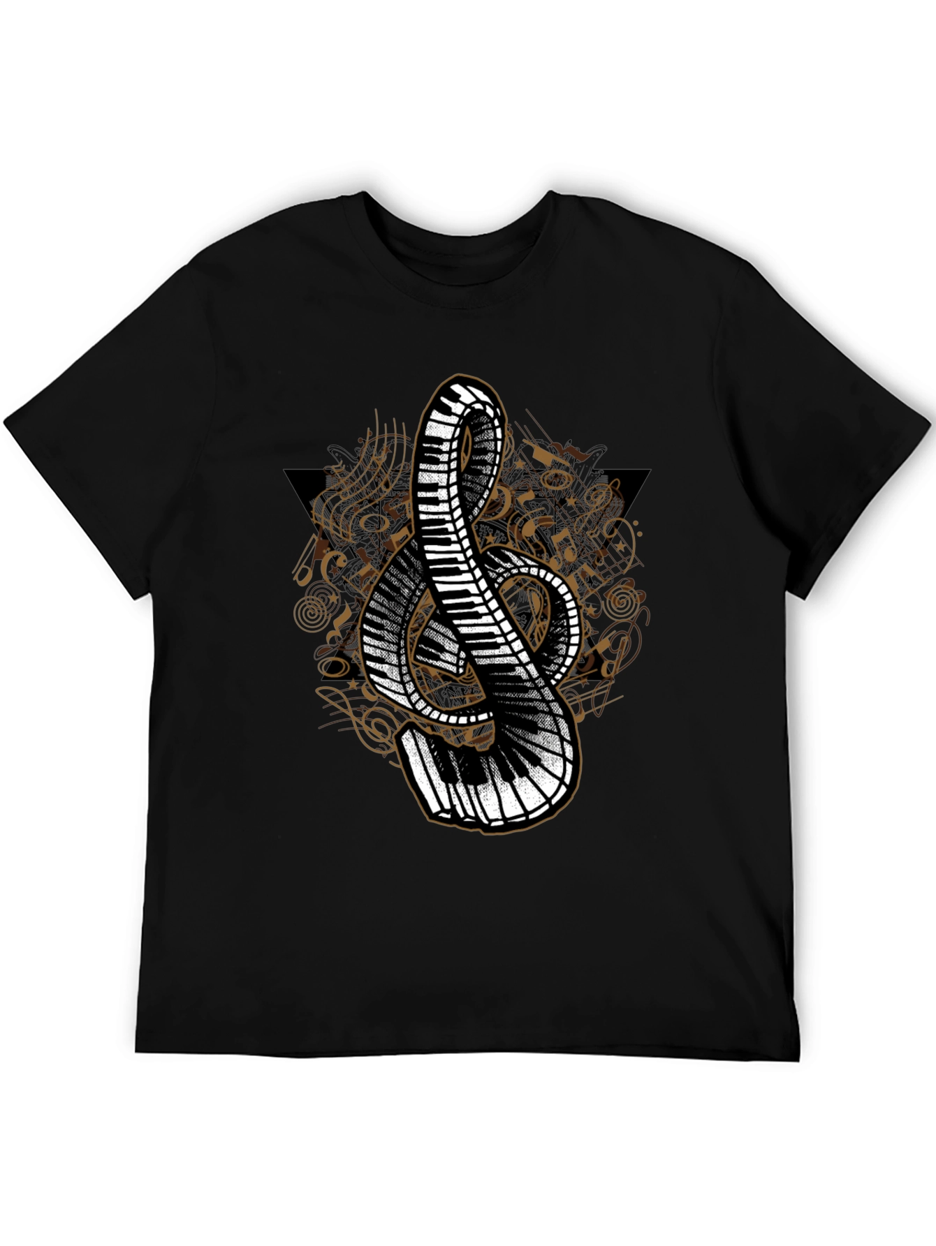 Black Musical Treble Clef Piano T-Shirt view 5