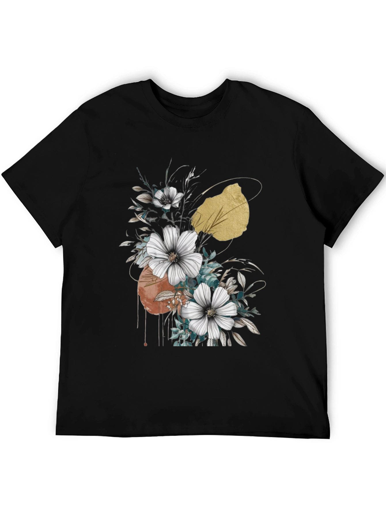 Black Floral Graphic Black T-Shirt view 5
