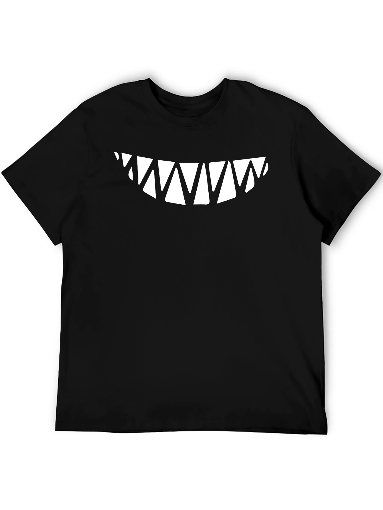 Black Men's Black T-Shirt with Sharp Teeth Graphic view 5