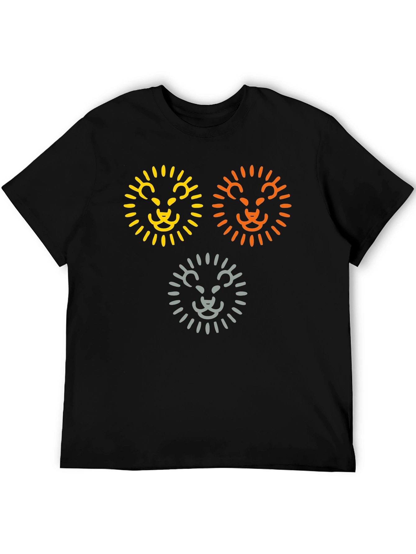 Black Lion Trio Graphic Tee - Black Cotton T-Shirt view 5